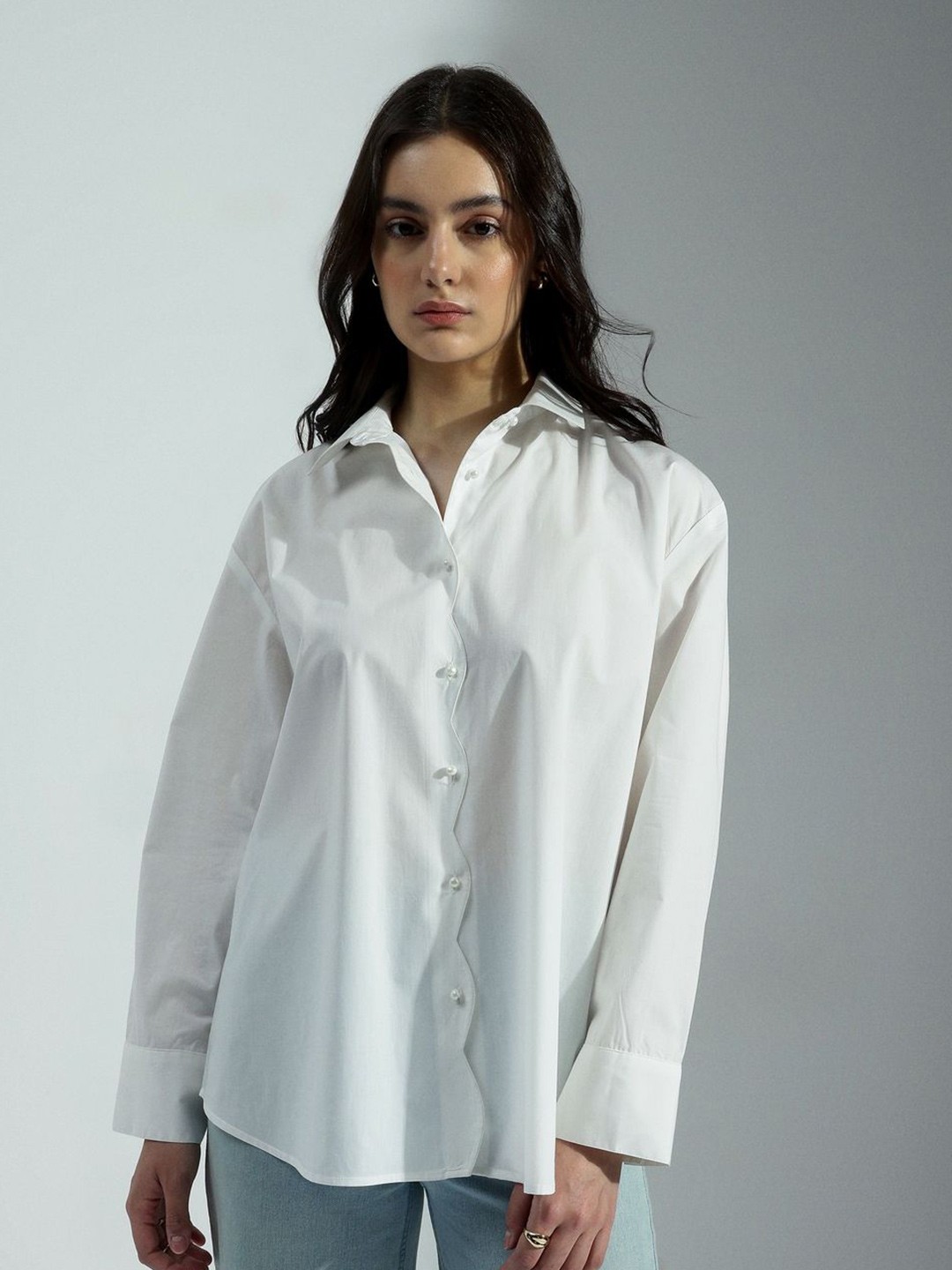 

H&M Full Sleeve Cotton Shirt, White