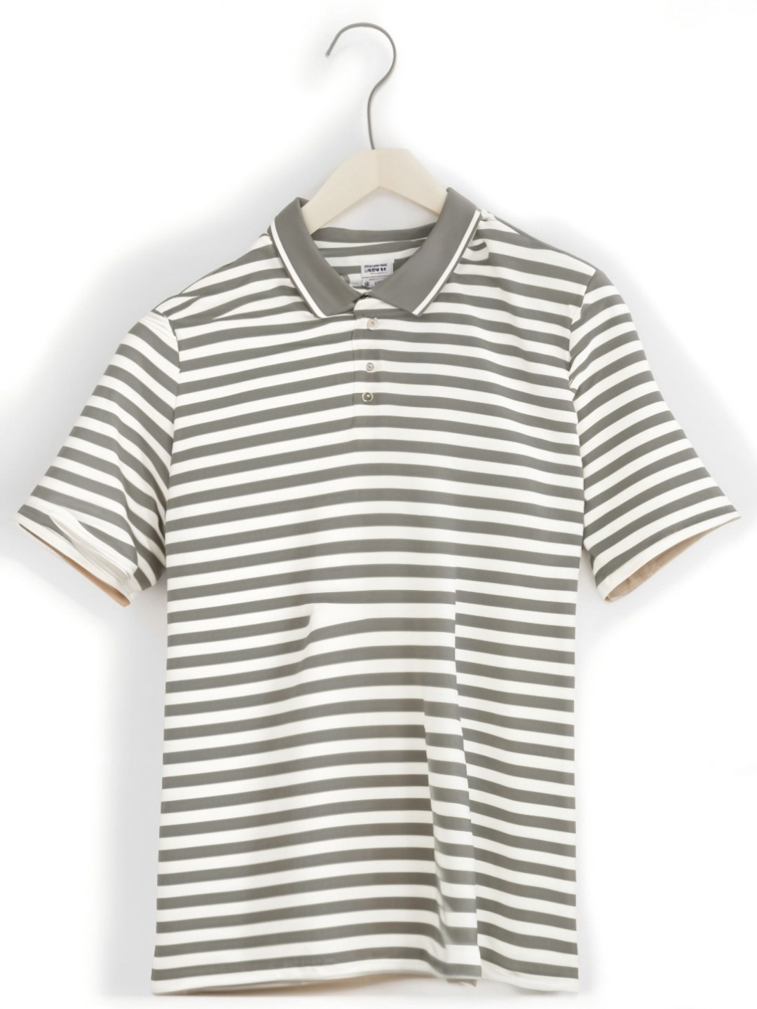 

MACK JONNEY Men Striped Polo Collar T-shirt, Grey