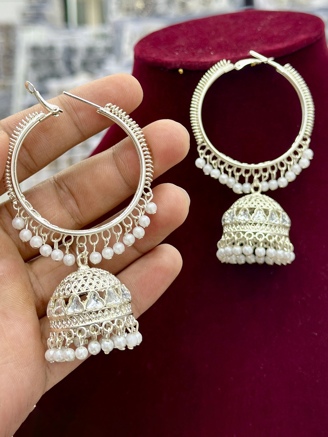 

Anouk Contemporary Jhumkas Earrings, White