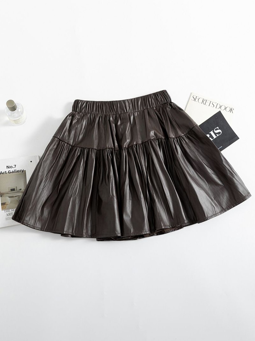 

PANKH Helsy PU Leather Skirt, Brown