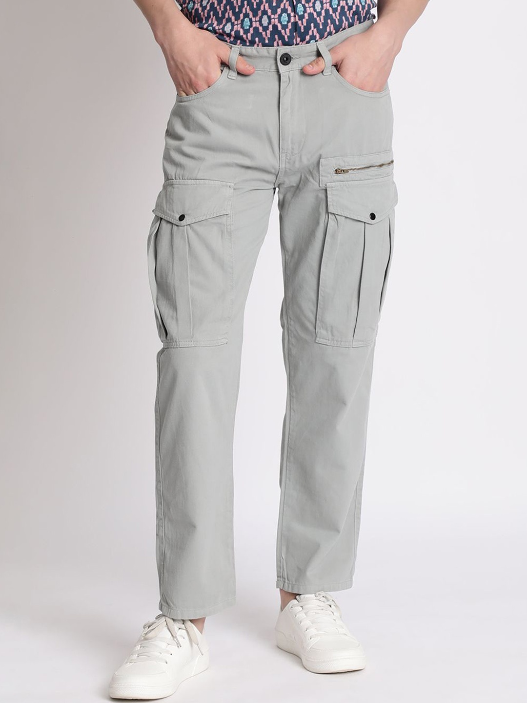 

The Roadster Lifestyle Co Zip Detail Cargo Trousers, Grey