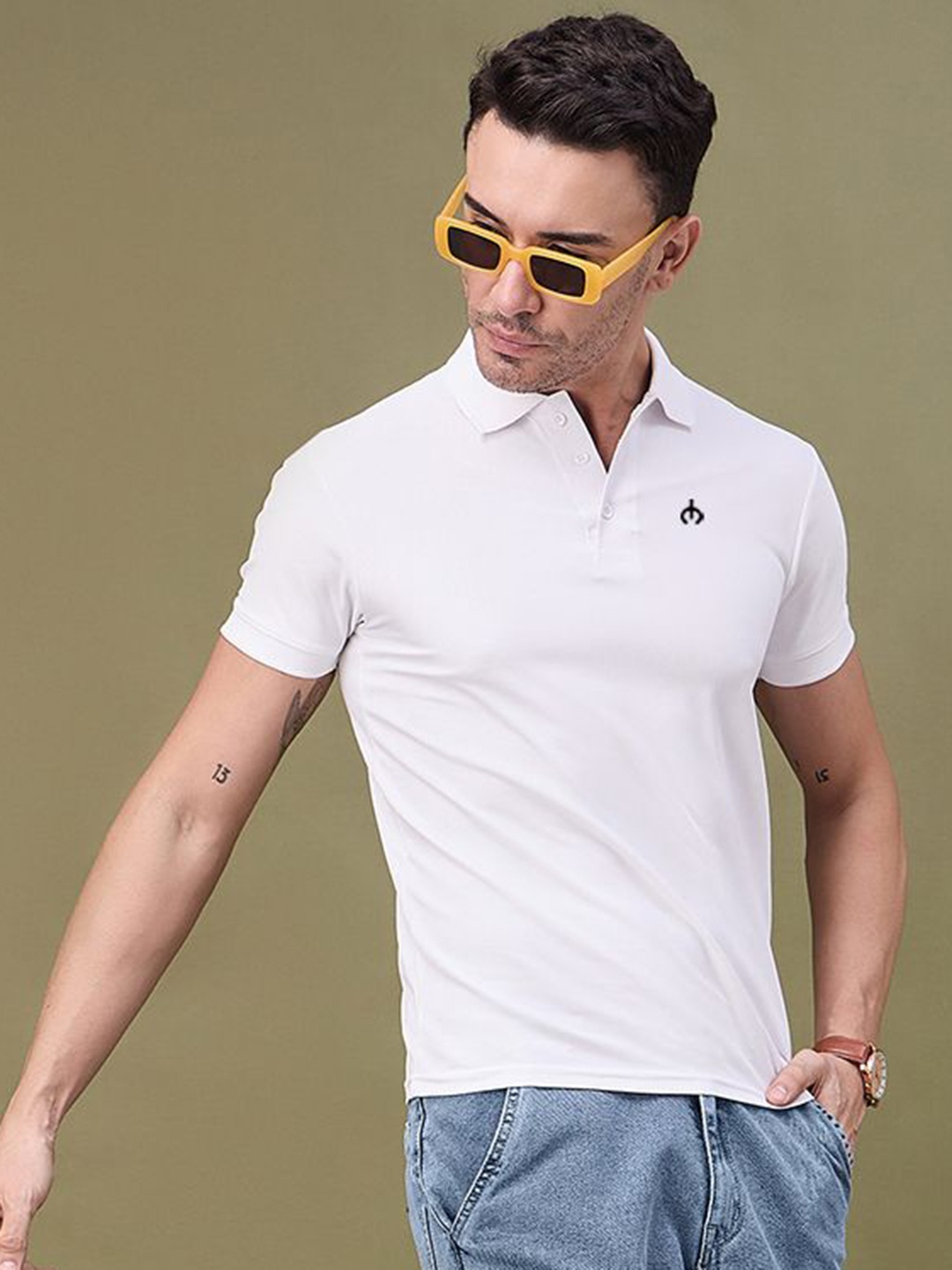 

f Gallery Men Polo Collar T-shirt, White