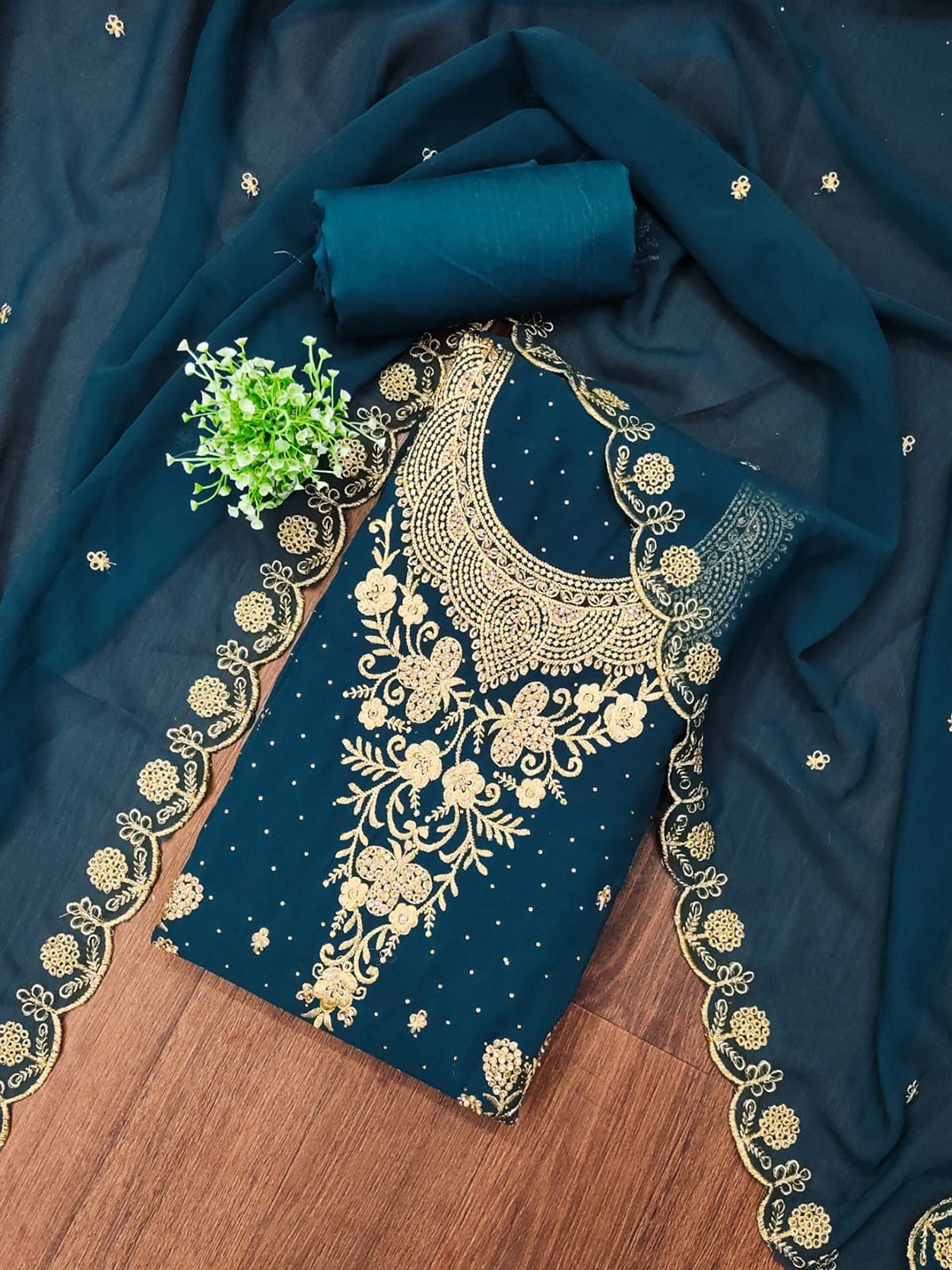 

BlissFlair Unstitched Dress Material, Blue
