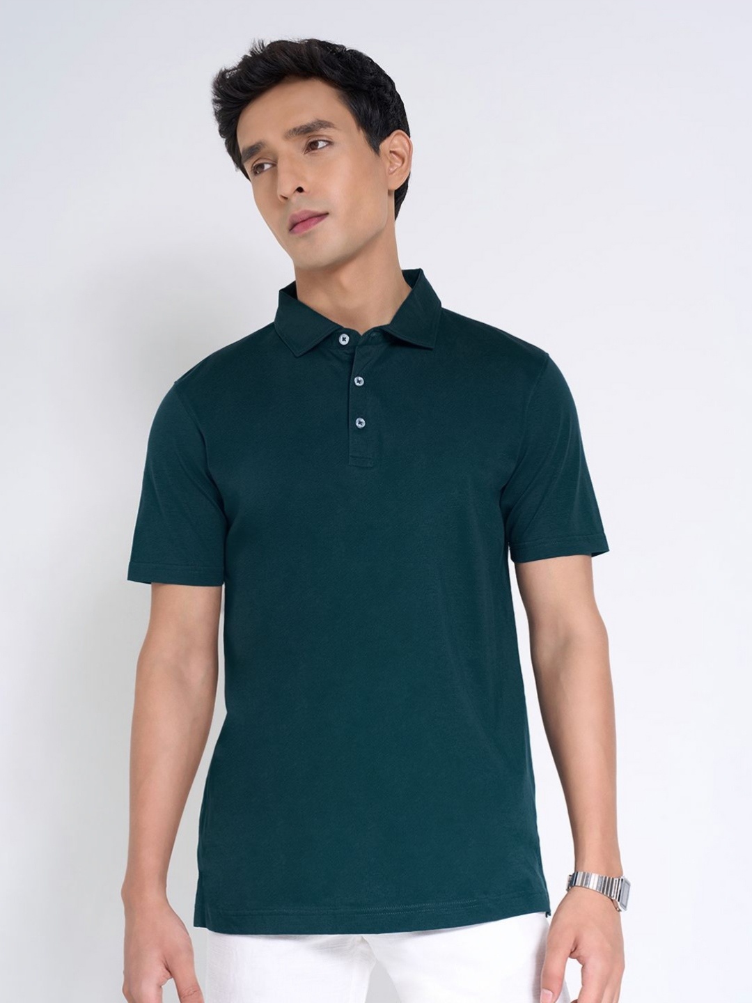 

Peregrine by Pantaloons Men Polo Collar Pockets Slim Fit T-shirt, Green