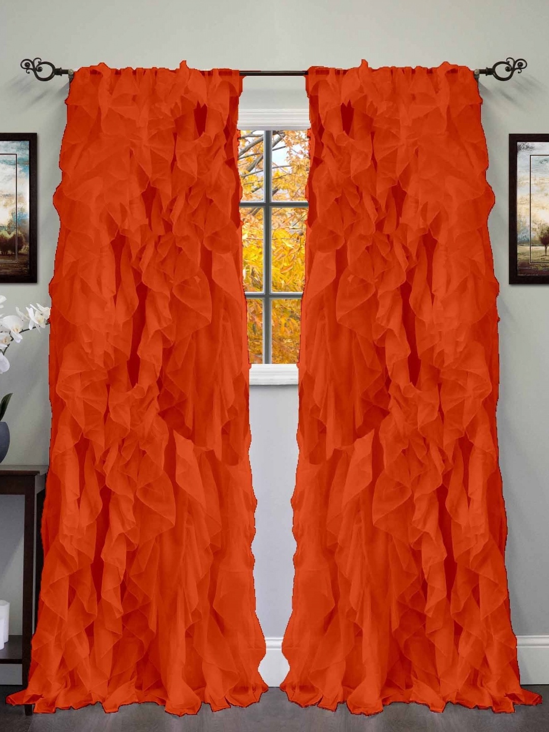 

Dekor World Multicoloured Set of 2 Sheer Window Curtain, Multi