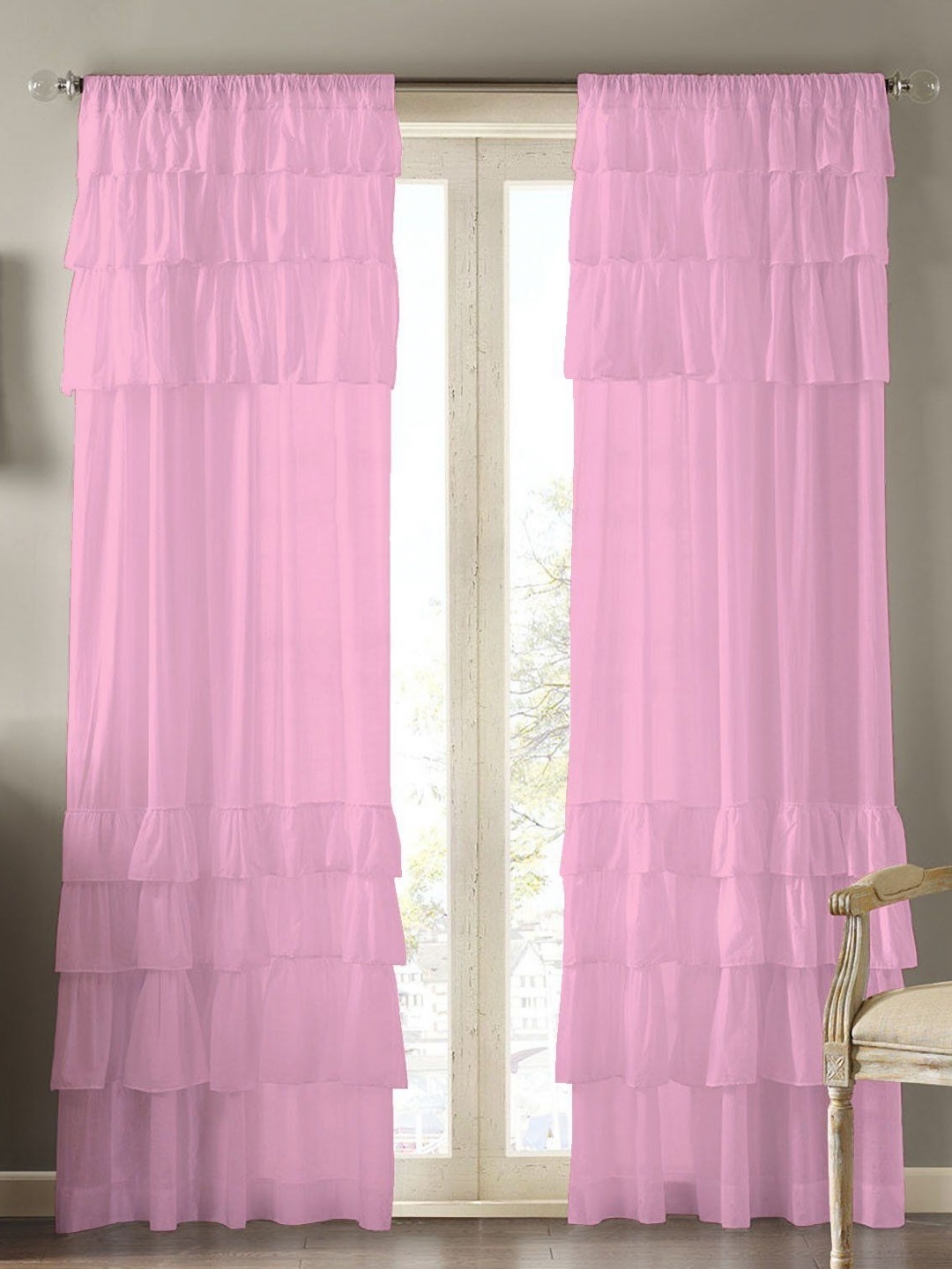 

Dekor World Multicoloured Set of 2 Sheer Door Curtain, Multi