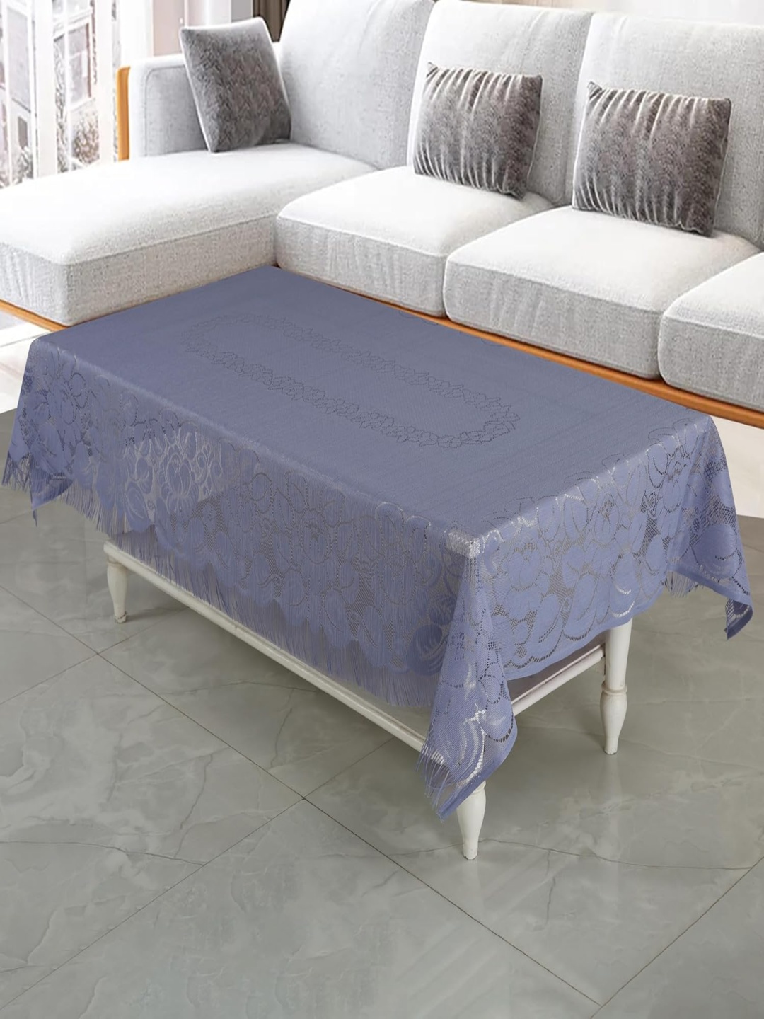 

Homerz Grey Floral Cotton 4-Seater Table Cover