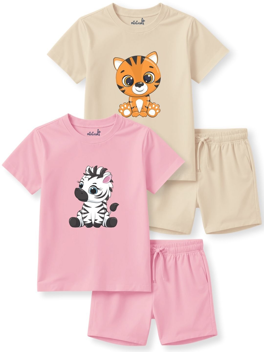 

x2o Unisex Kids Printed T-shirt and Shirt with Shorts, Pink