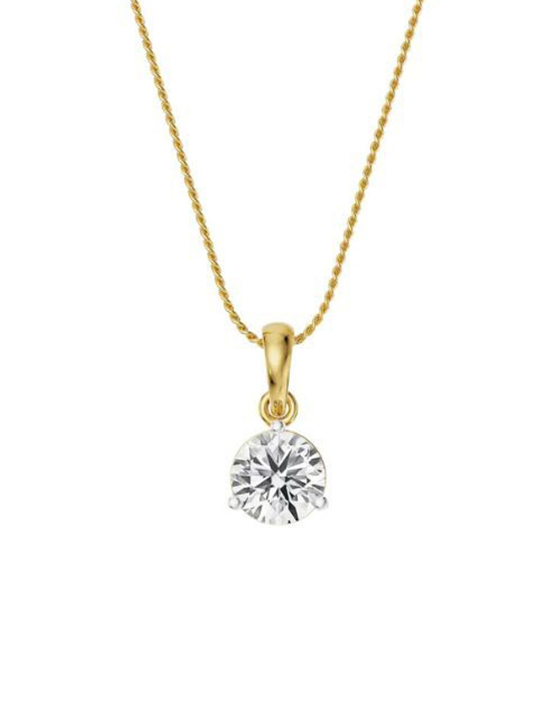 

Emori Three Prong 1.5 CT Lab Grown Diamond Pendant, Gold