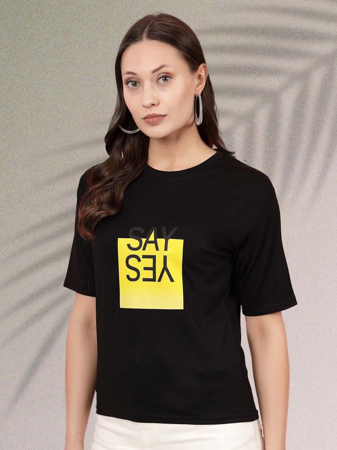 

Moda Rapido Women Typography Printed T-shirt, Black