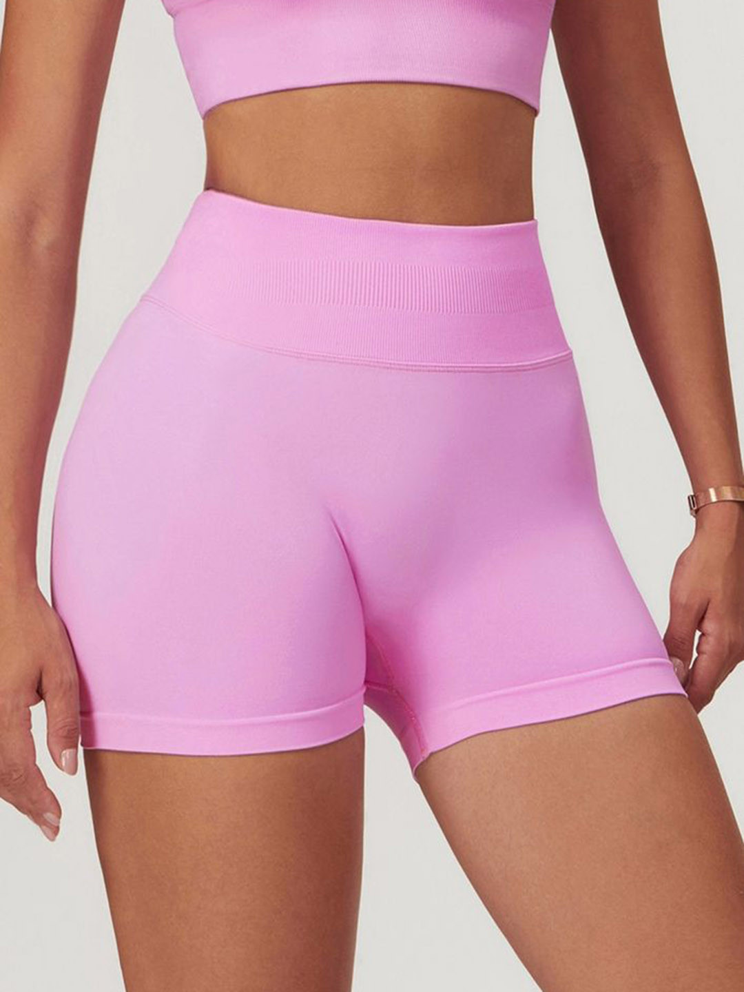 

LULU & SKY Women Skinny Fit High-Rise Sports Shorts, Pink
