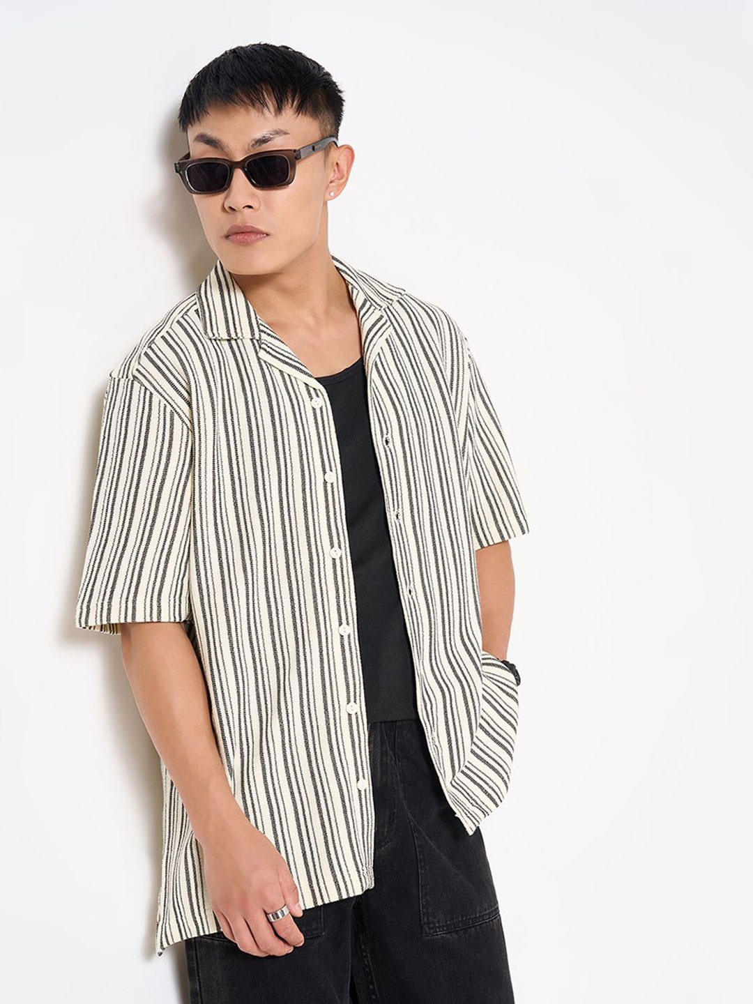 

People Men Multi Stripes Opaque Striped Casual Shirt, Off white