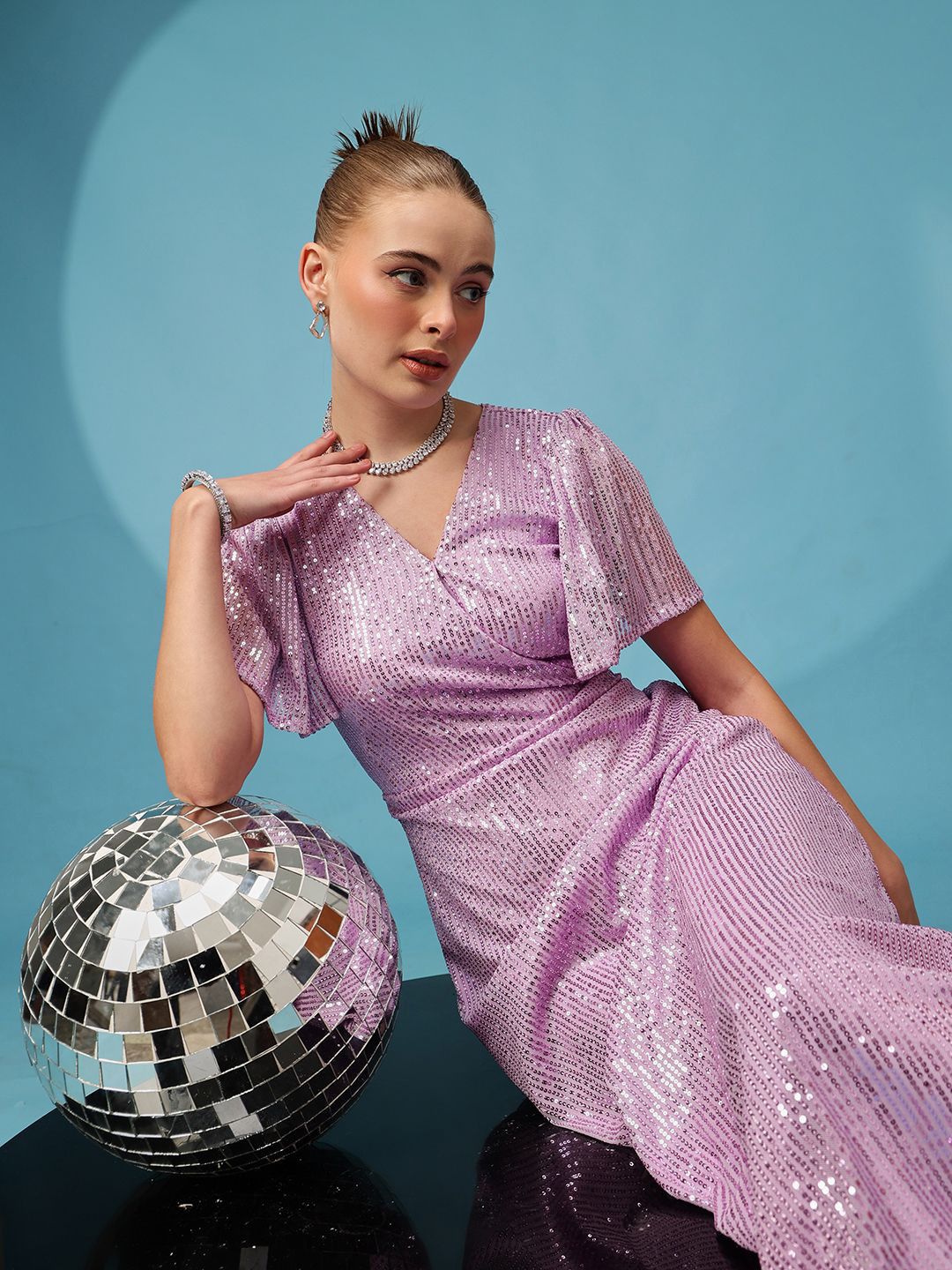 

Molly & Michel Embellished Net Maxi Dress, Pink