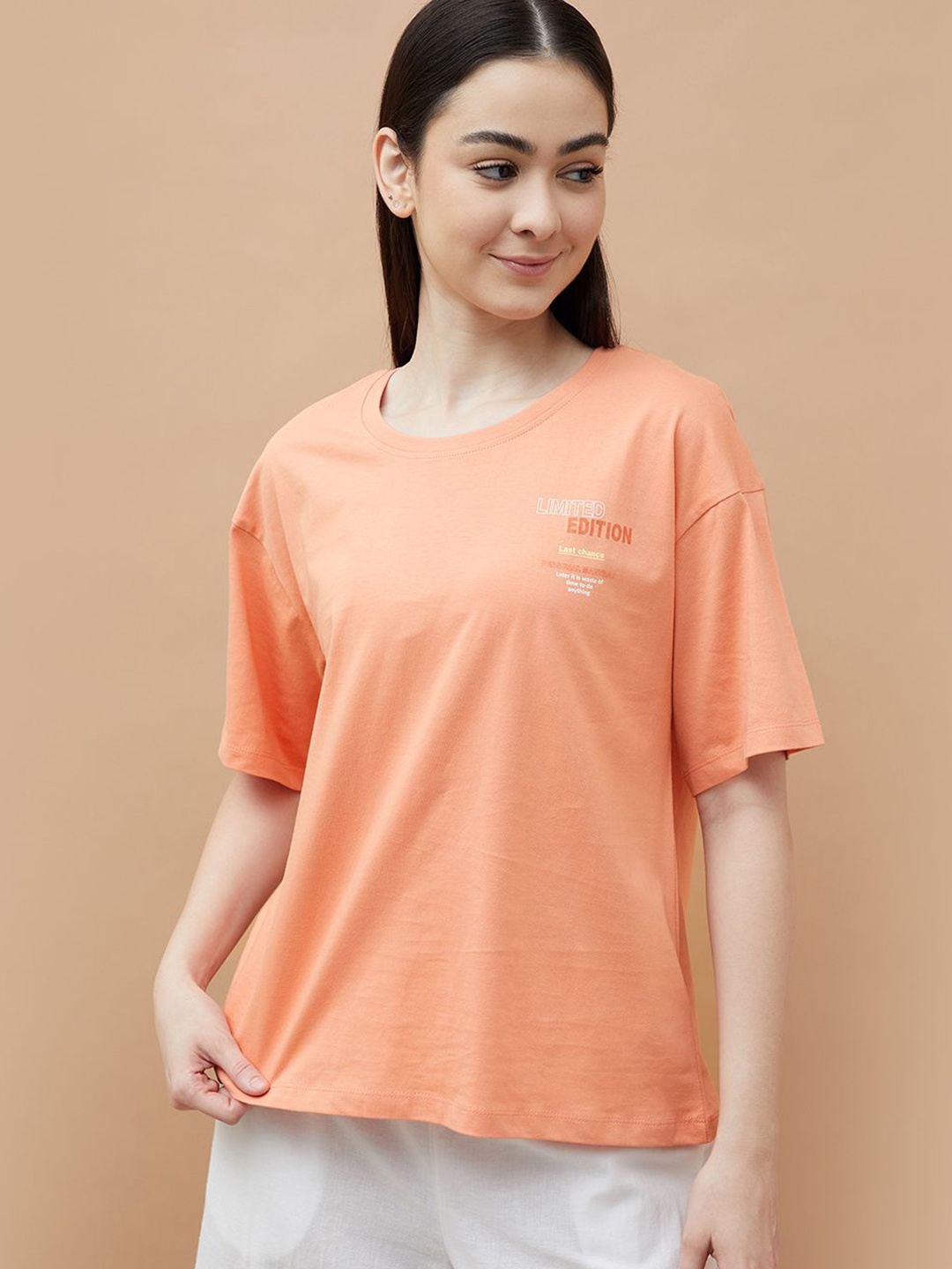 

Ginger by Lifestyle Women Typography Printed T-shirt, Orange