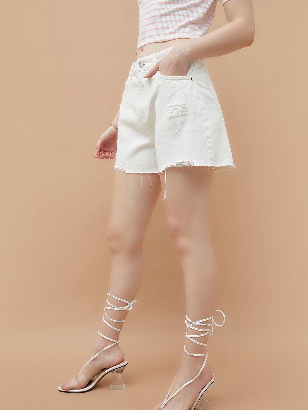 

Ginger by Lifestyle Women Denim Shorts, White