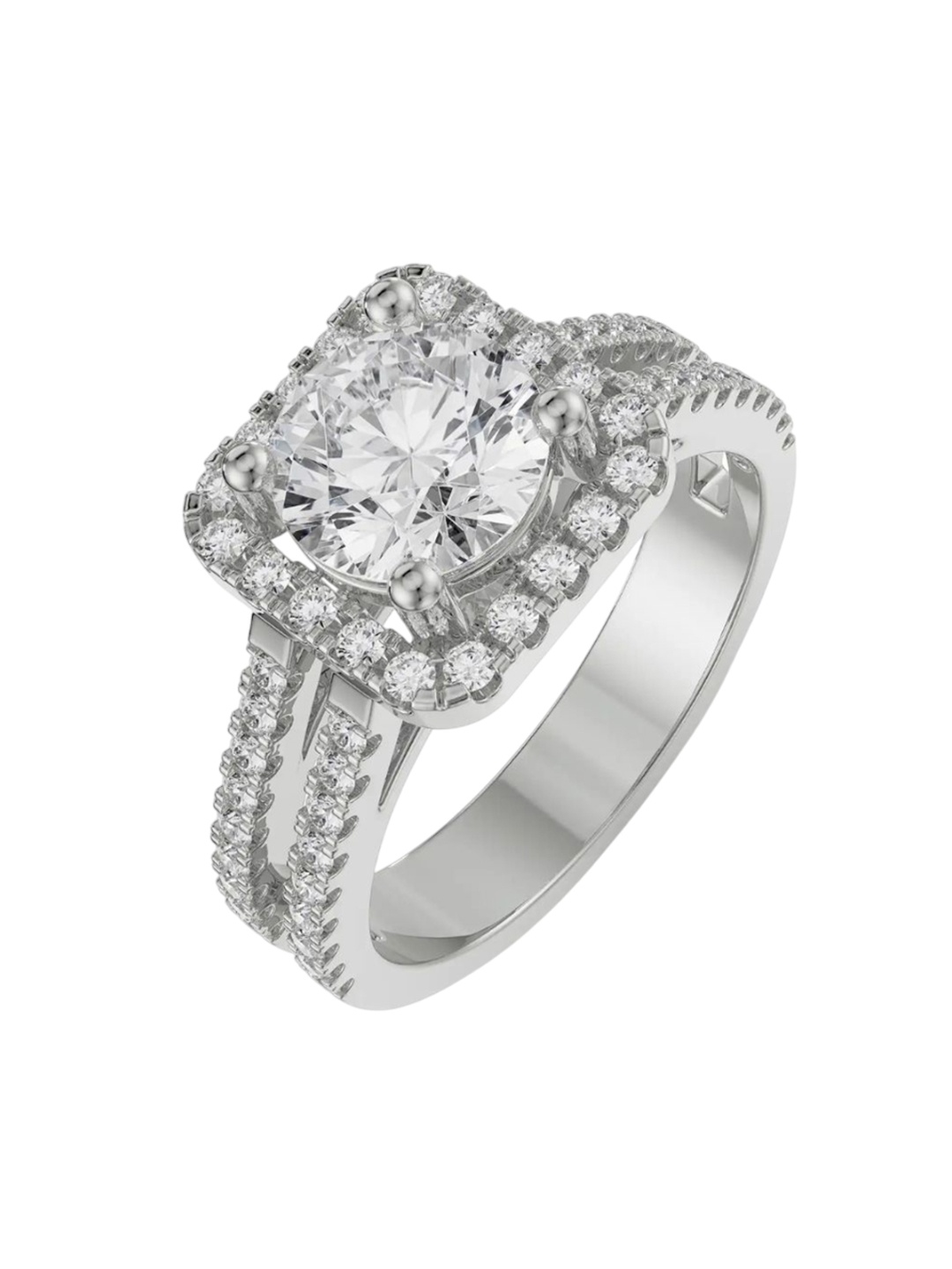 

Emma Halo Round Diamond Ring, Silver