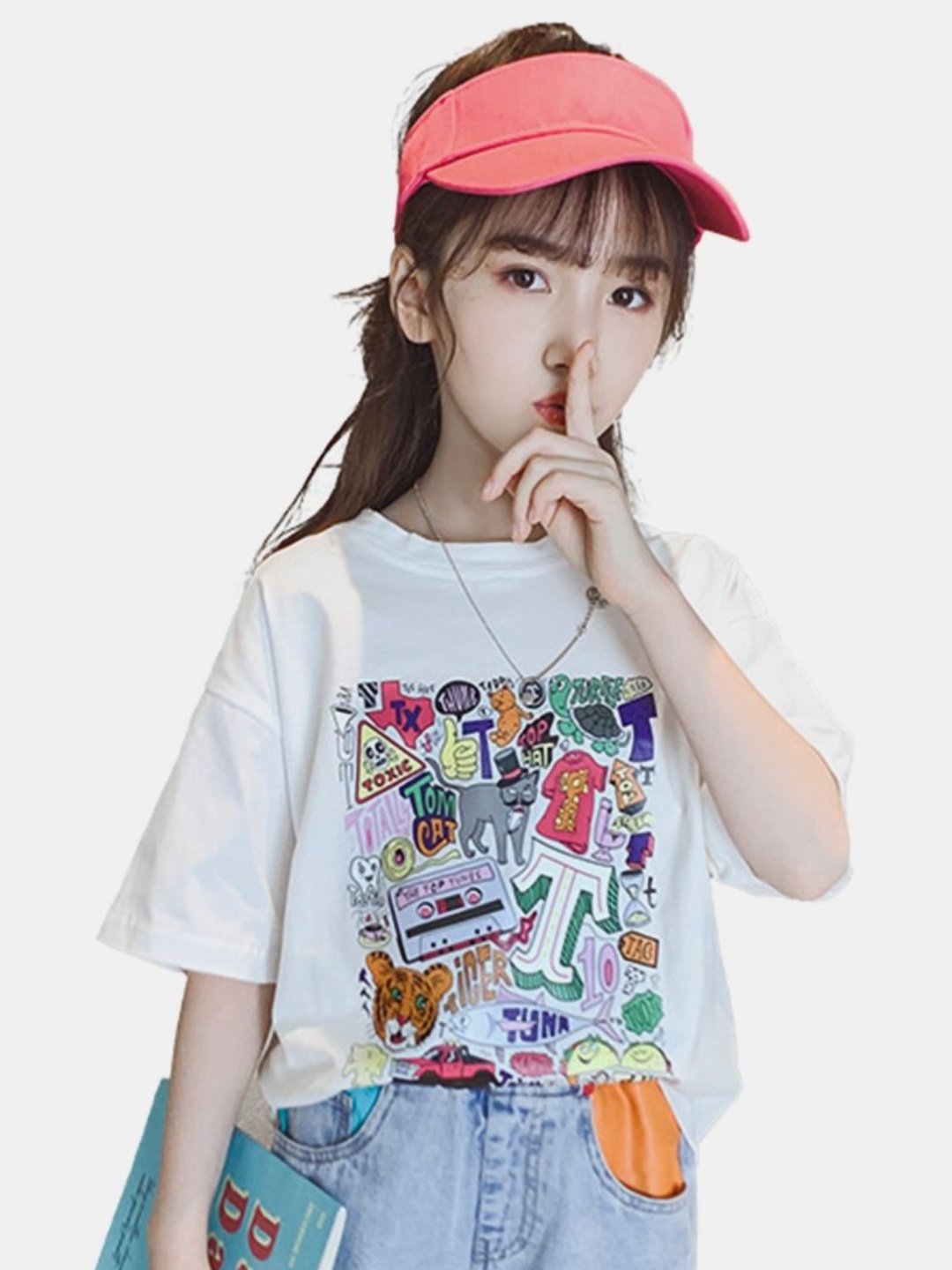 

YK Girls Typography Printed Applique T-shirt, White