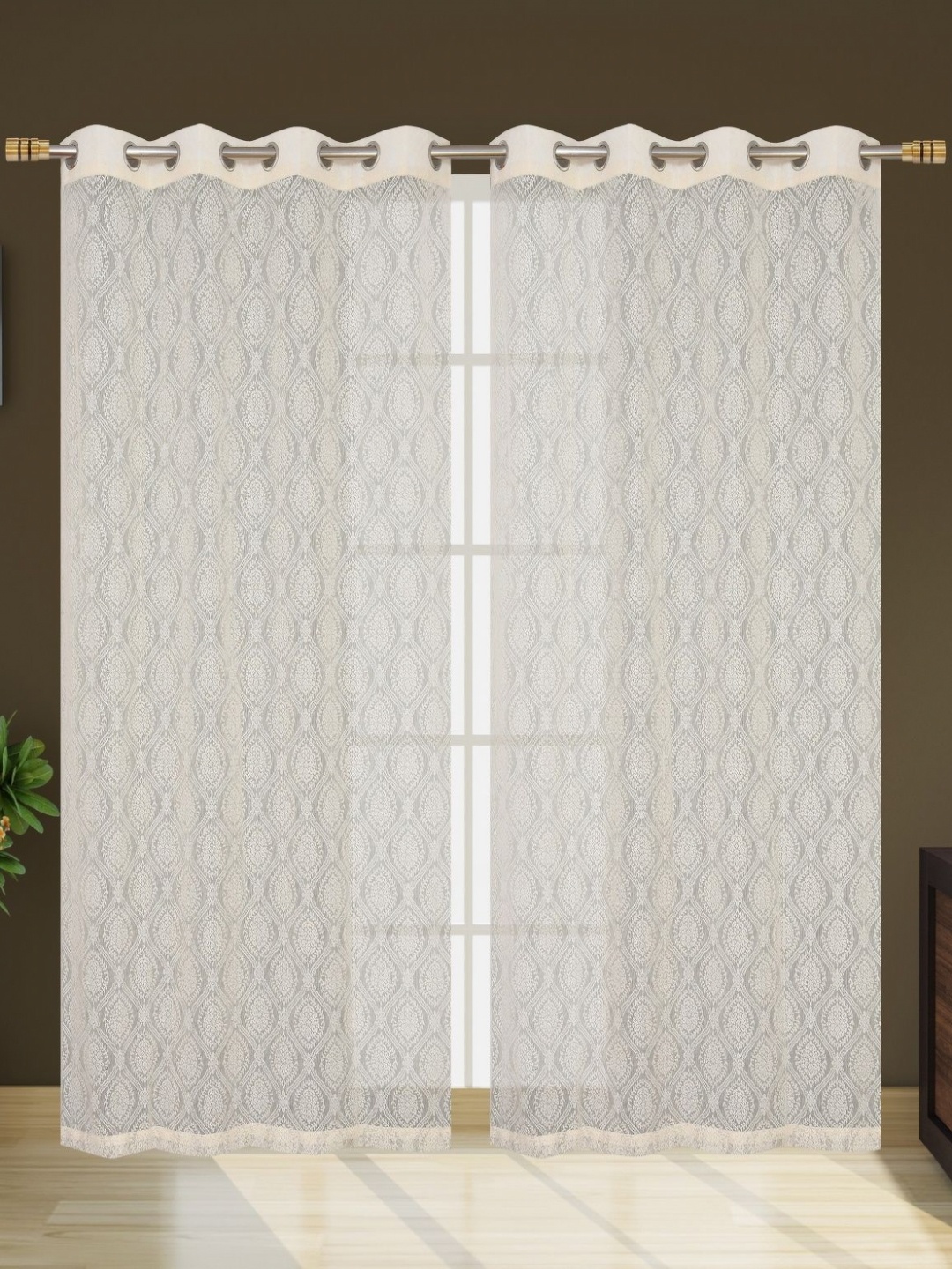 

Galaxy Home Decor Cream-Coloured Set of 2 Sheer Long Door Curtain