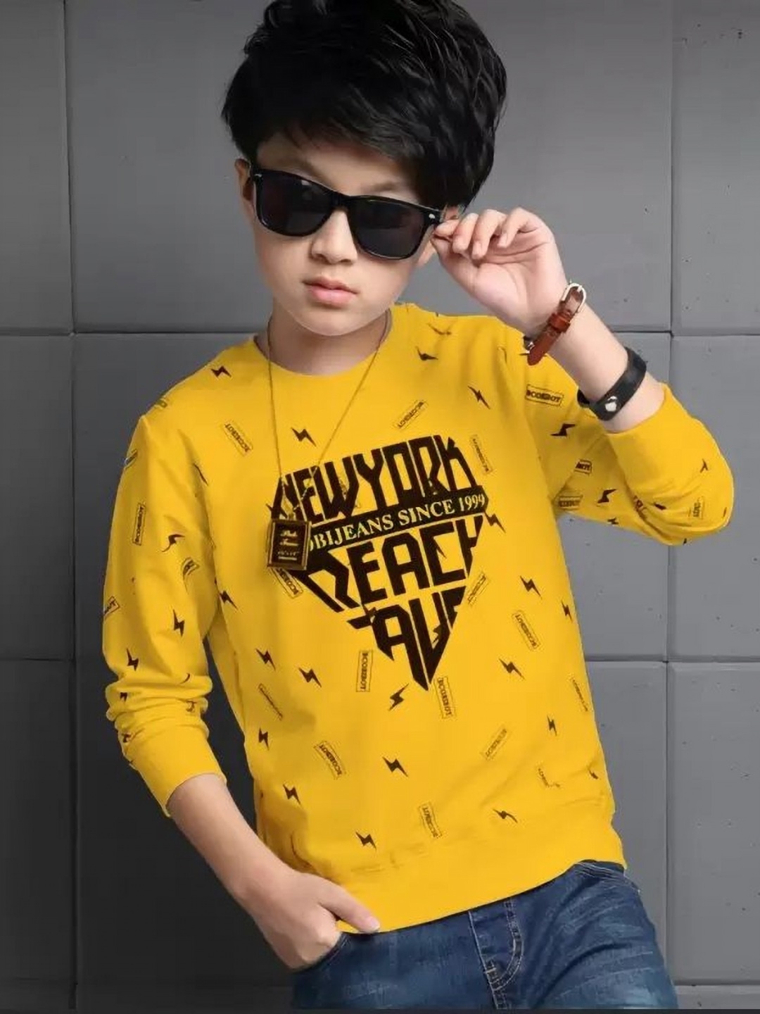 

TICOSS Boys Typography Printed T-shirt, Mustard