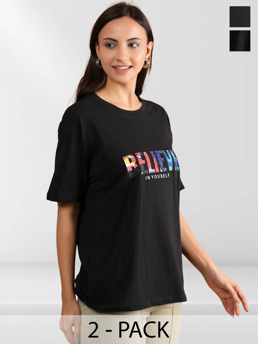 

Belfry Women Typography 2 Printed Applique T-shirt, Multi