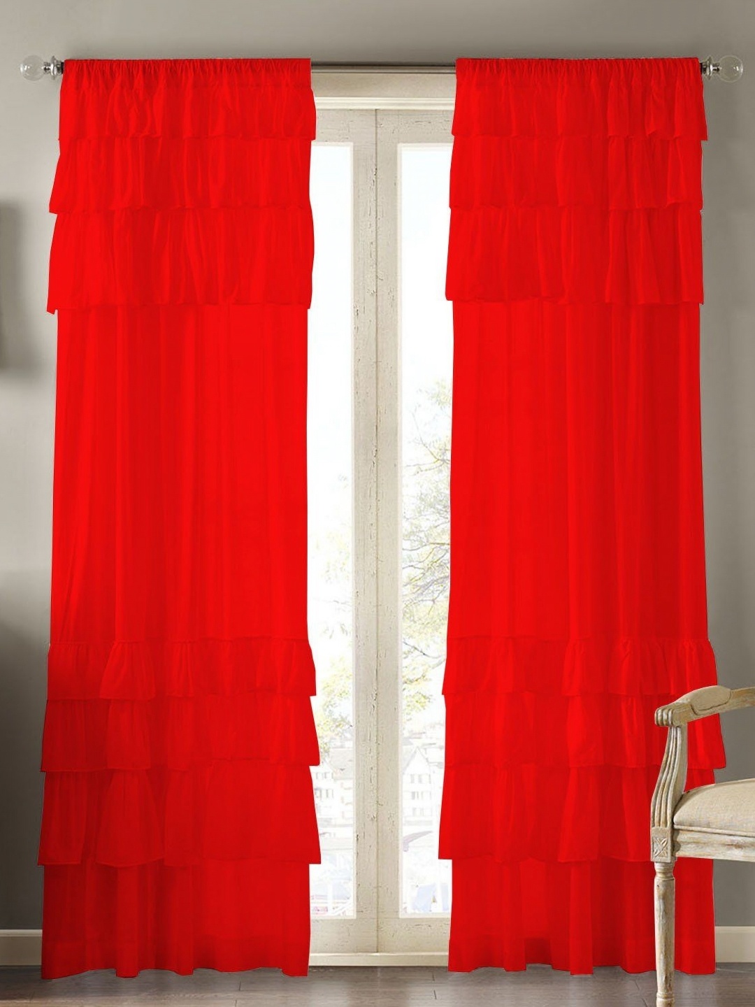 

Dekor World Multicoloured Set of 2 Sheer Long Door Curtain, Multi