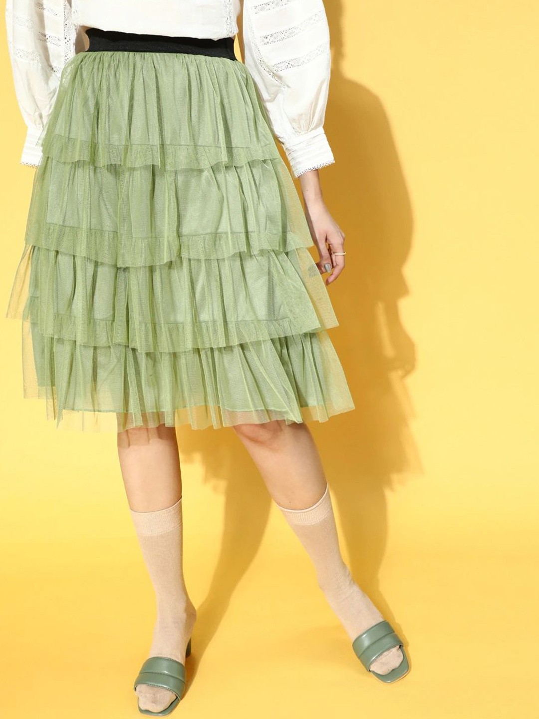 

Moda Rapido Layered Frill Knee-Length Skirt, Green