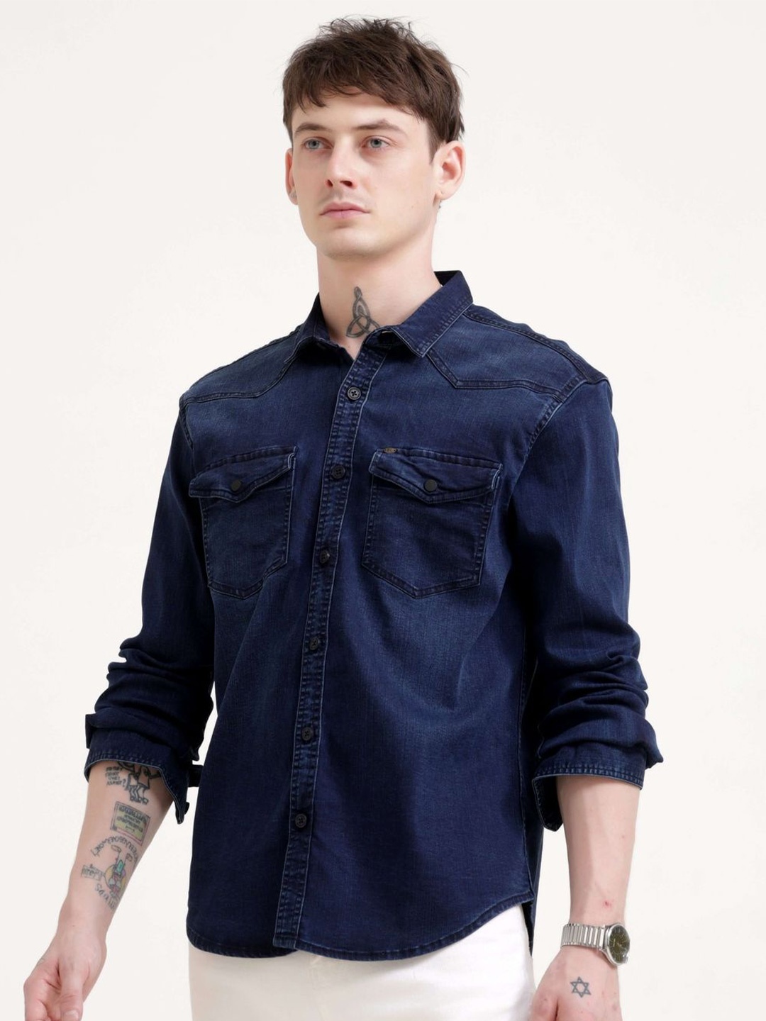 

Estilocus Men Standard Opaque Casual Shirt, Navy blue
