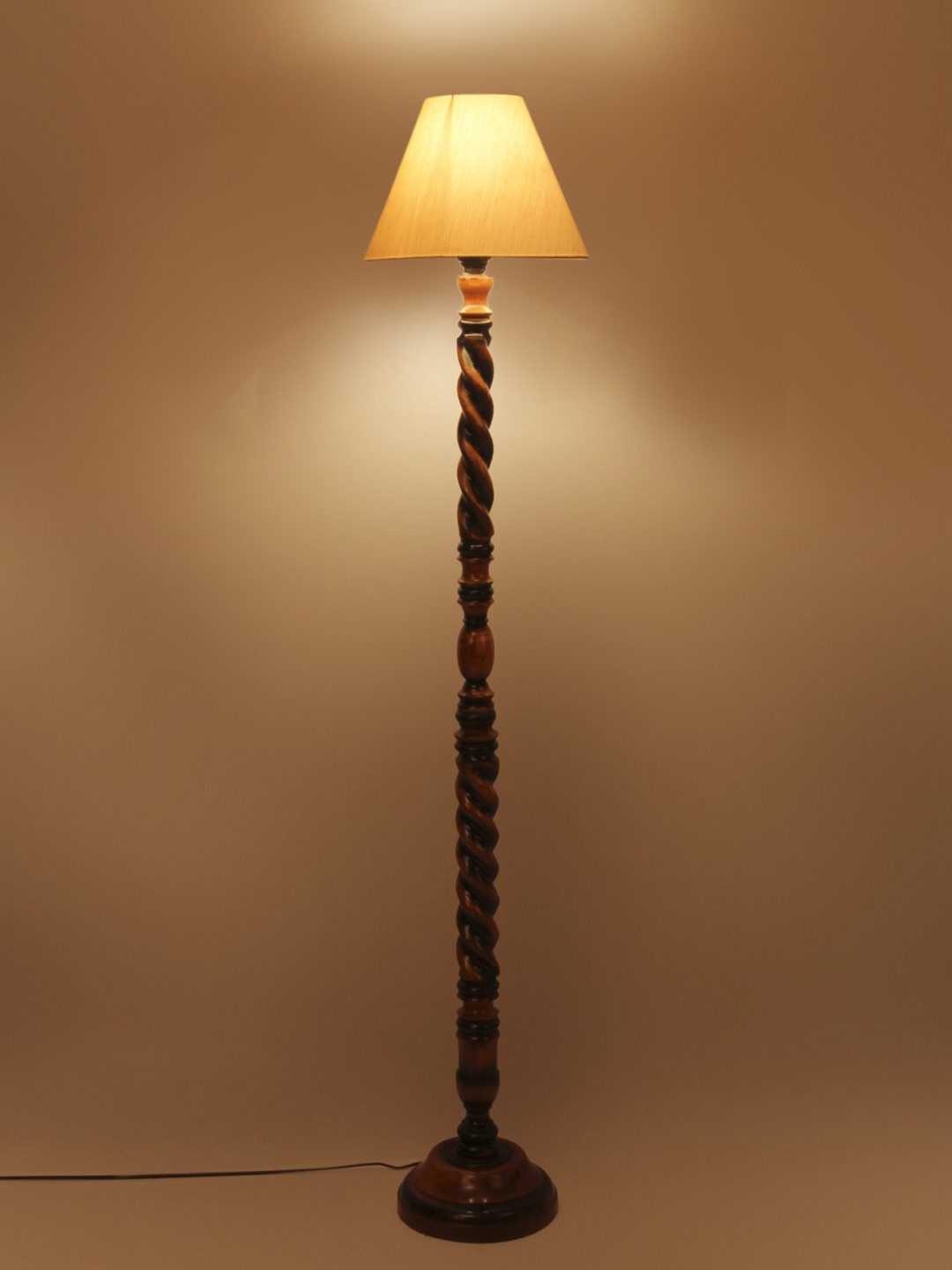 

Devansh Off-White Cotton Conical Wooden Floor Lamp