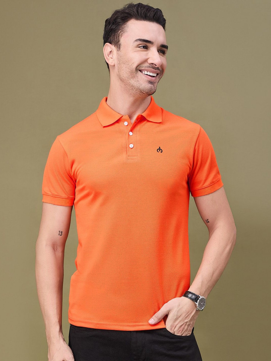 

f Gallery Men Polo Collar T-shirt, Orange