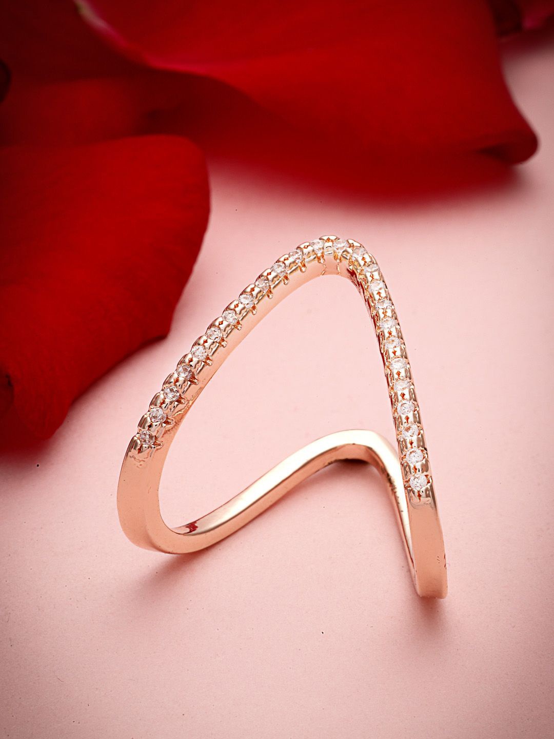 

VOGUE PANASH Gold-Plated Stone-Studded Adjustable Finger Ring