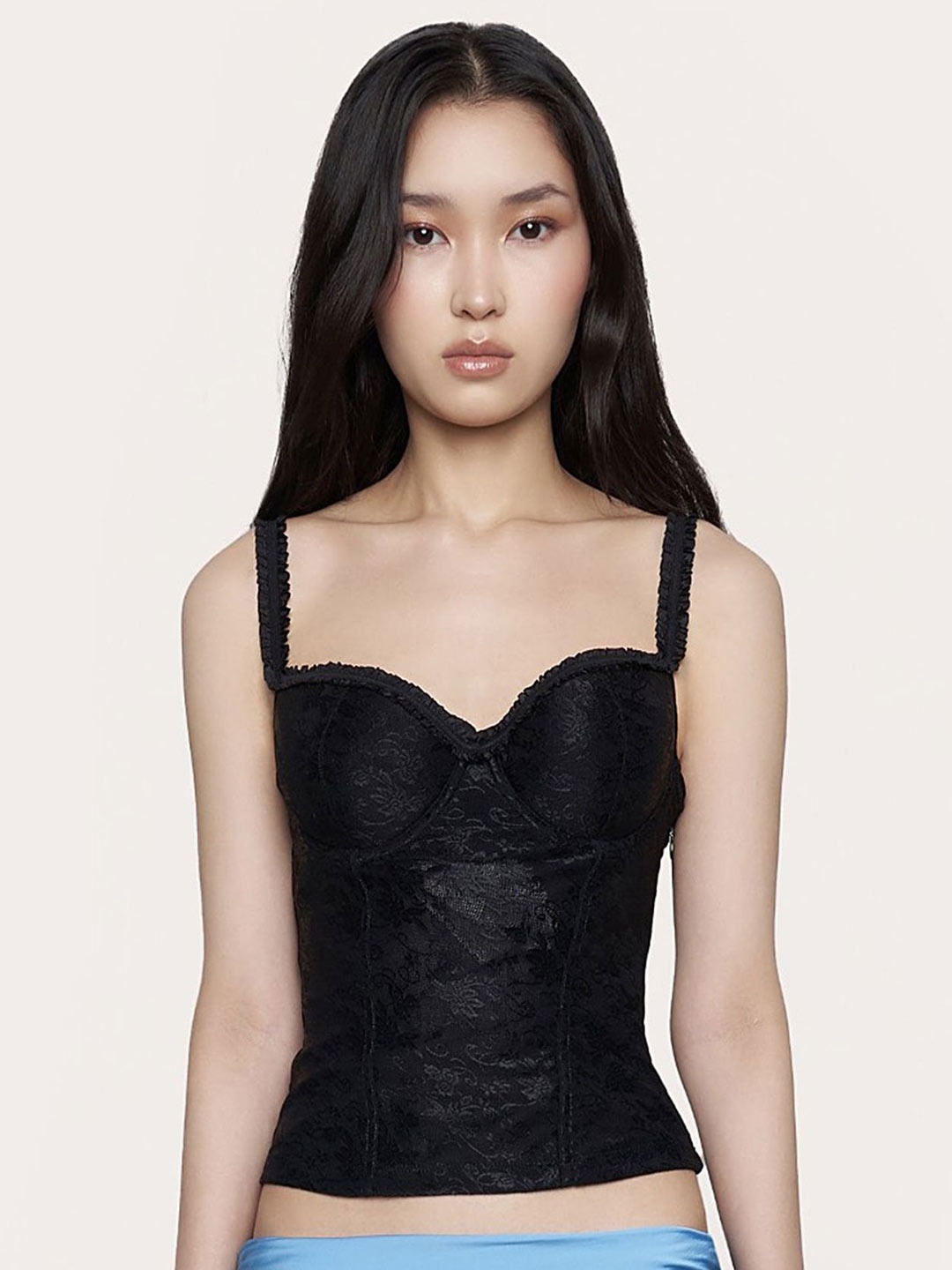 

LULU & SKY Sweetheart Neck Crop Top, Black