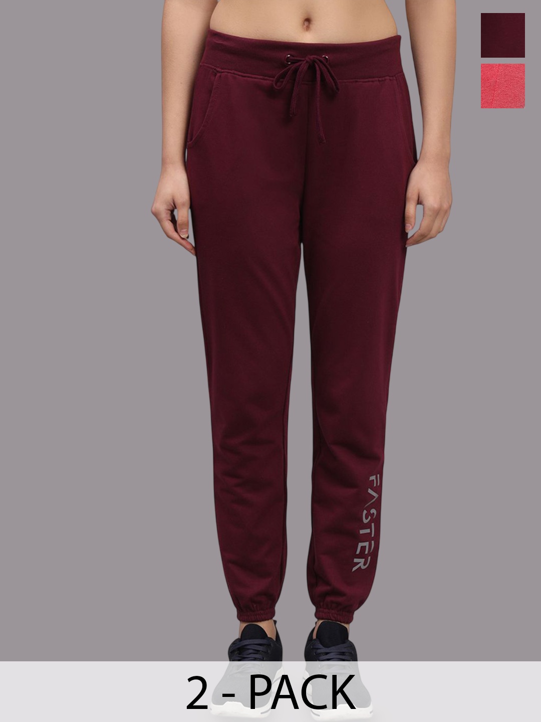 

TRAZO Women Pack Of 2 Mid-Rise Track Pants, Pink