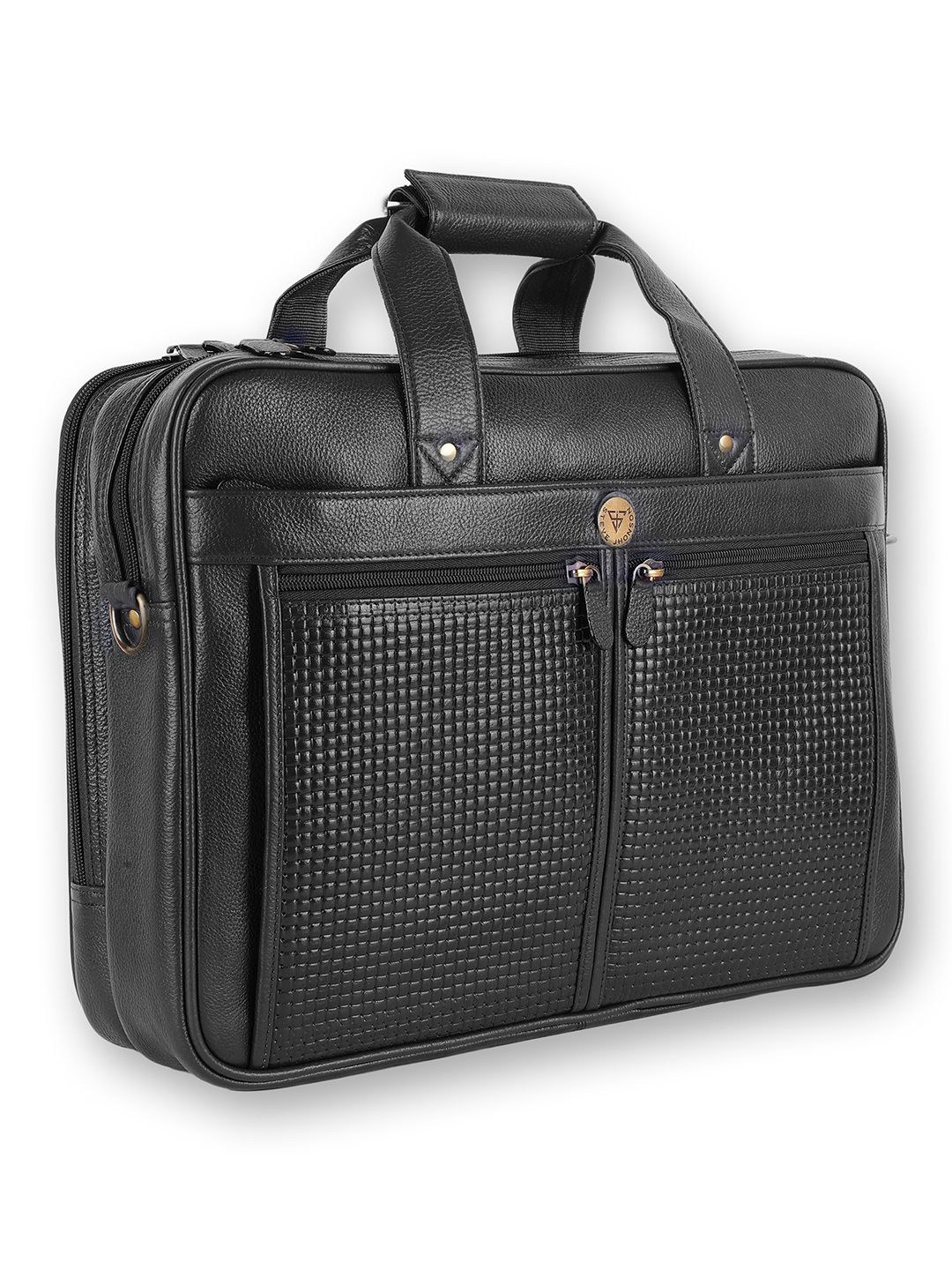 

Steve Jhonson Men Leather Laptop Bag, Black