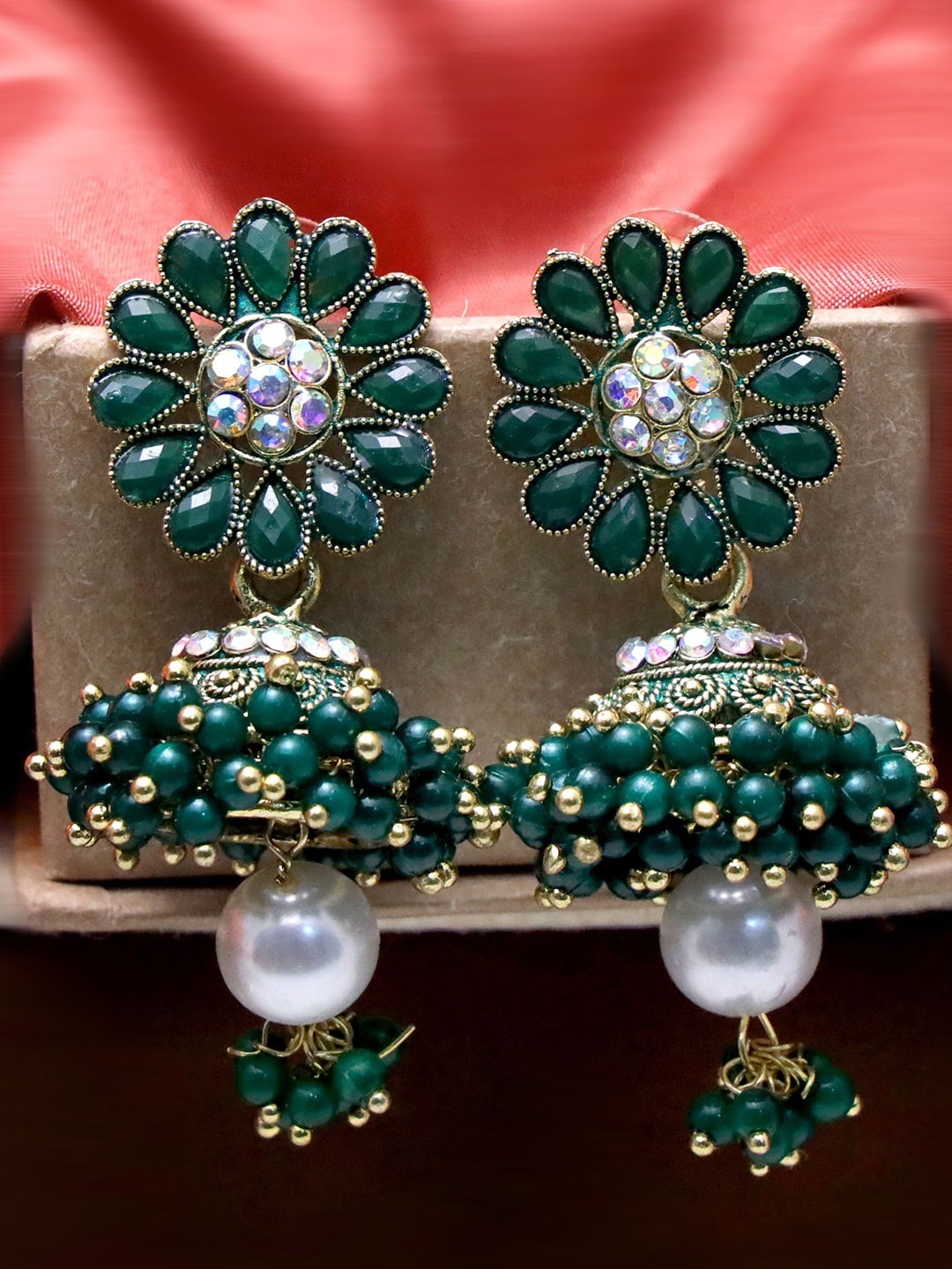 

Anouk Contemporary Jhumkas Earrings, Green