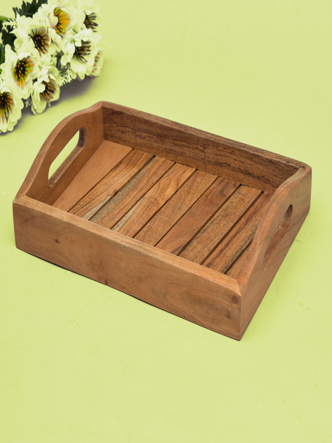 

oggn Brown 2025 Wood 1 Pieces Easy to Clean Serving Tray