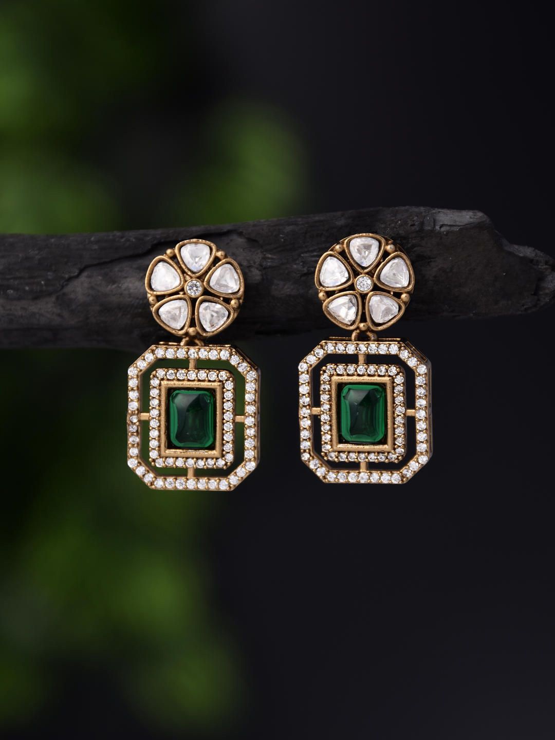 

Reenisaa Square Drop Earrings, Green