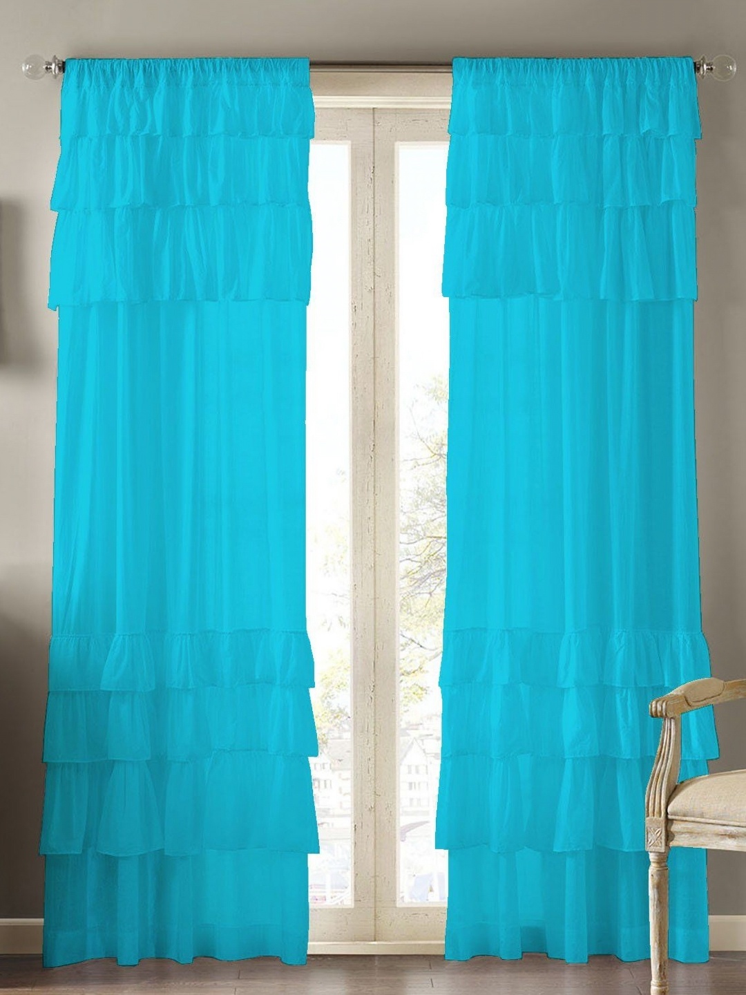 

Dekor World Multicoloured Set of 2 Sheer Door Curtain, Multi