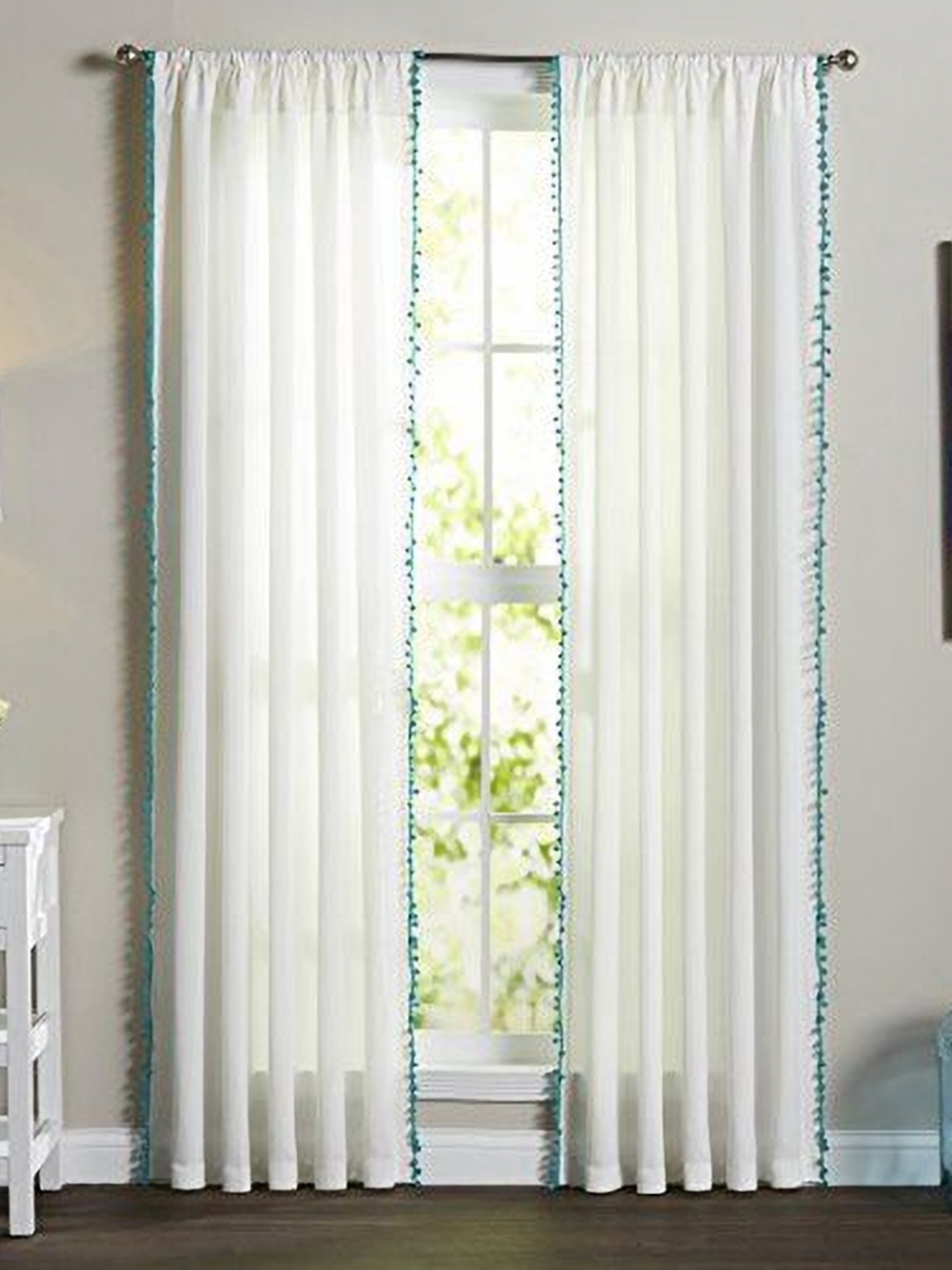 

Dekor World Multicoloured Set of 2 Embellished Sheer Long Door Curtain, Multi