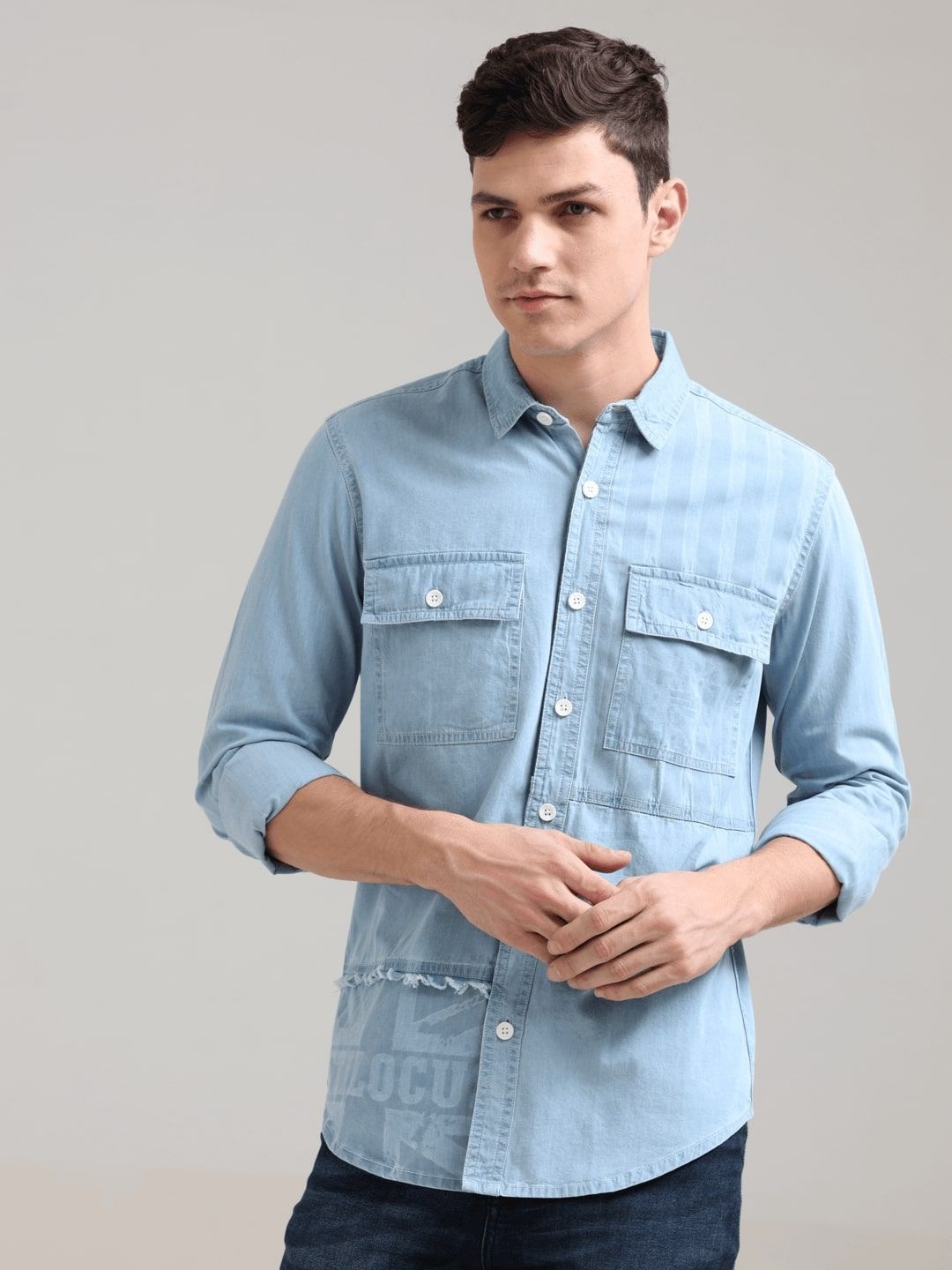 

Estilocus Men Standard Opaque Casual Shirt, Blue
