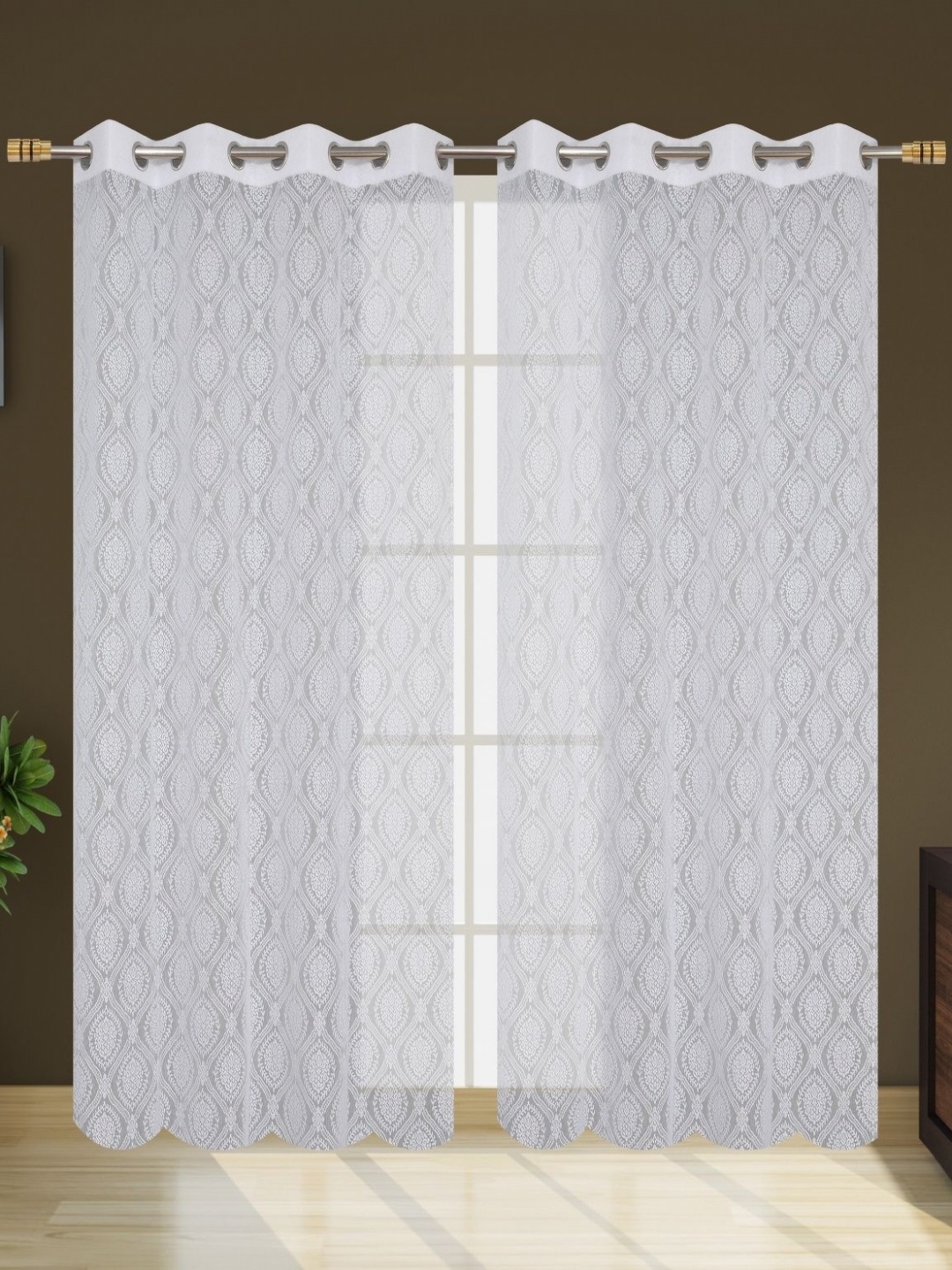 

Galaxy Home Decor White Set of 2 Sheer Long Door Curtain