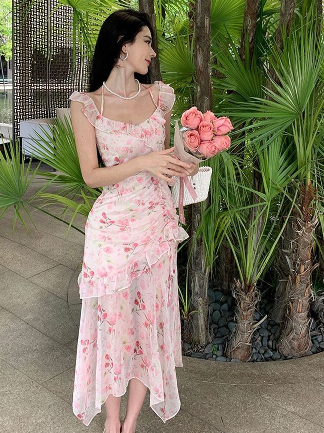 

LULU & SKY Floral Print Maxi Dress, Pink