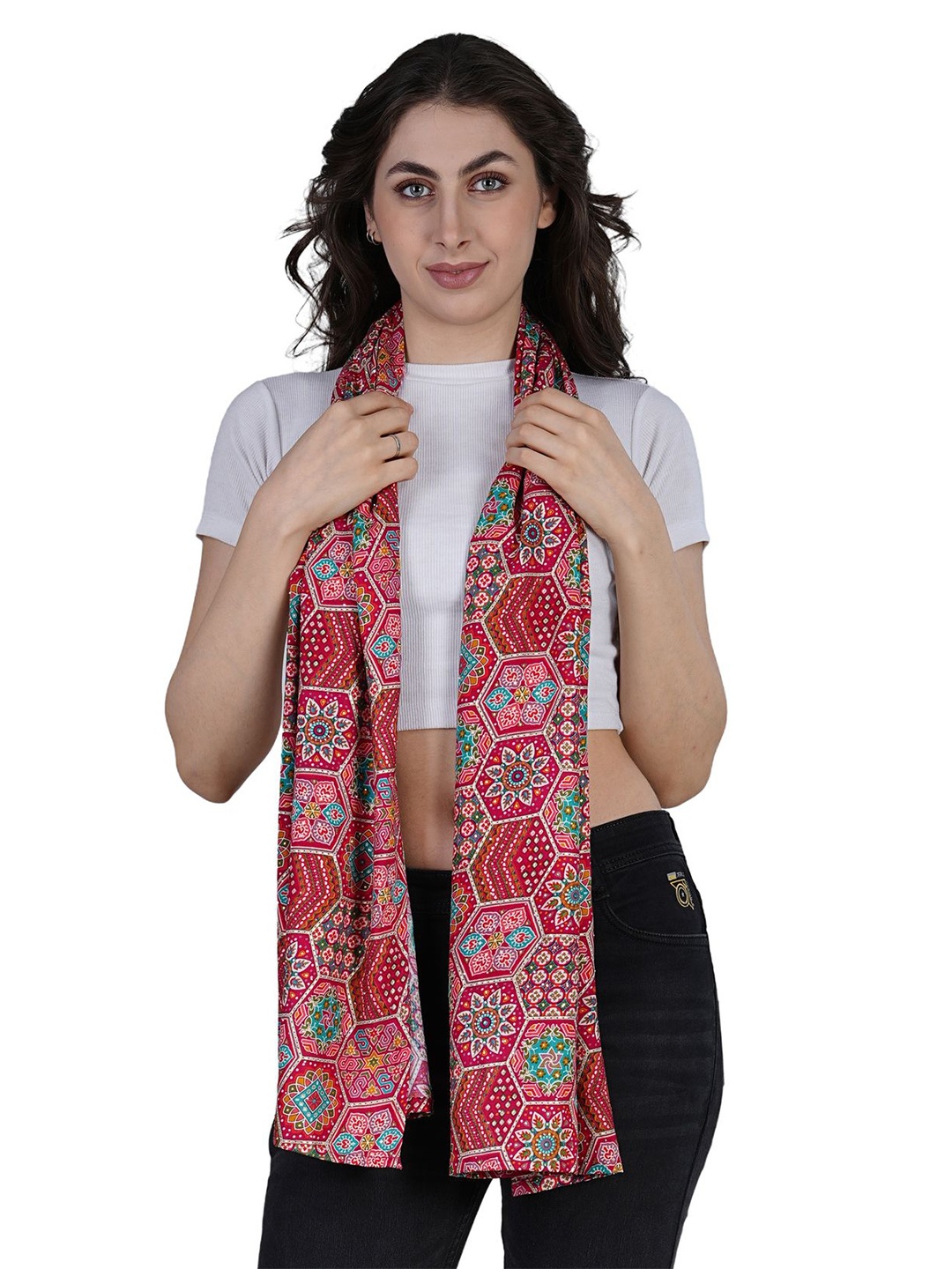 

TEEMOODS Women Printed Scarf, Pink