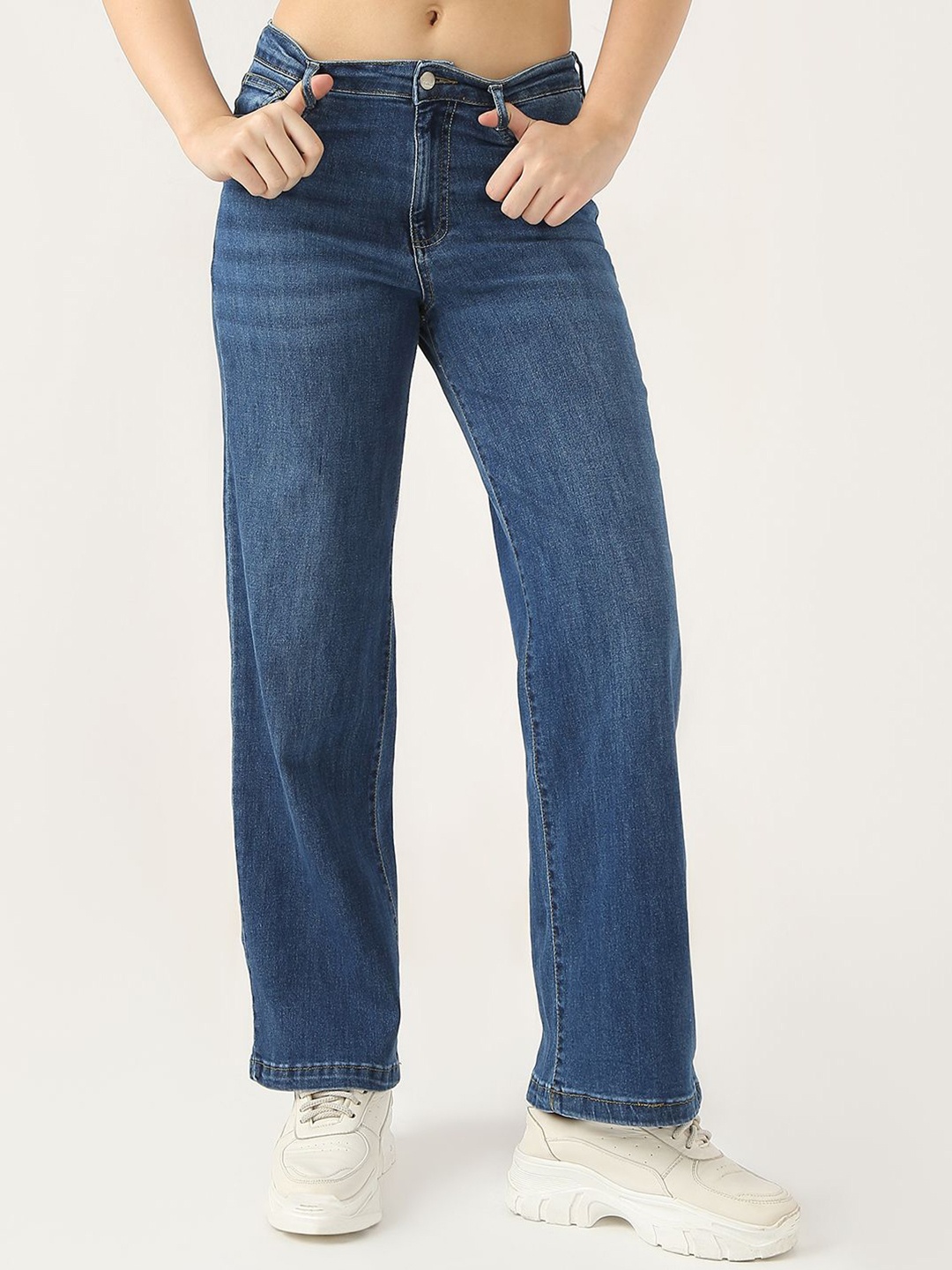 

Kraus Jeans Women Wide Leg High-Rise Light Fade Jeans, Blue