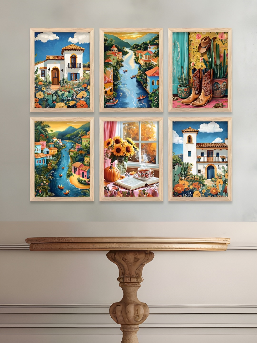 

Kotart Brown & Blue 6 and more Piece Wood Abstract Wall Paintings