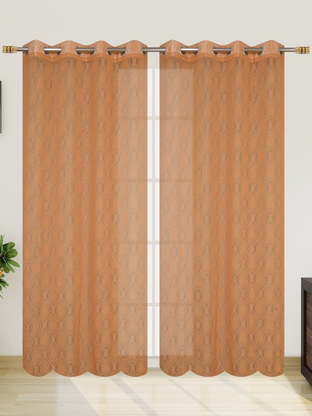 

Galaxy Home Decor Gold-Toned Set of 2 Sheer Long Door Curtain