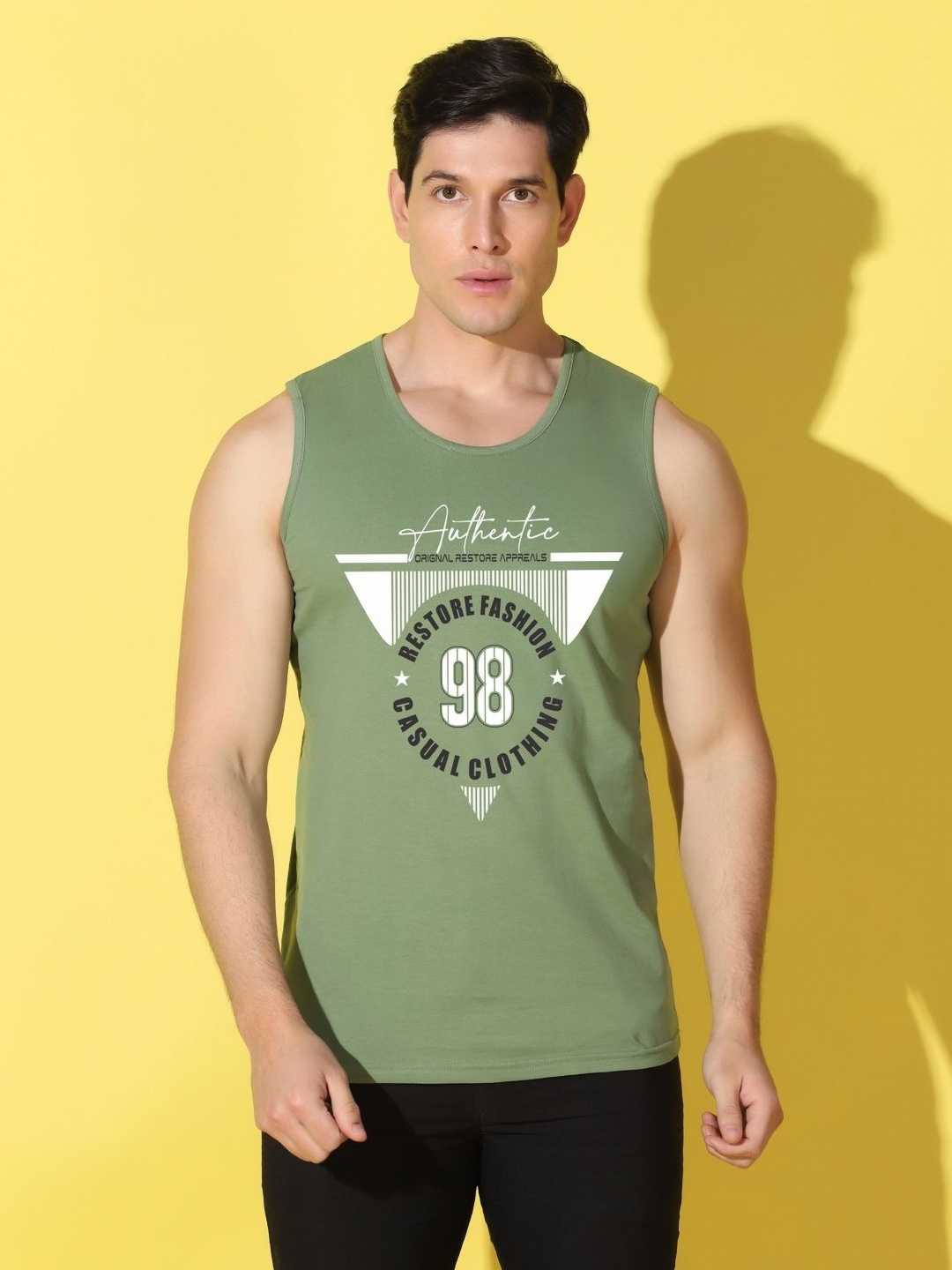

WOOSTRO Men Typography Printed Slim Fit T-shirt, Green