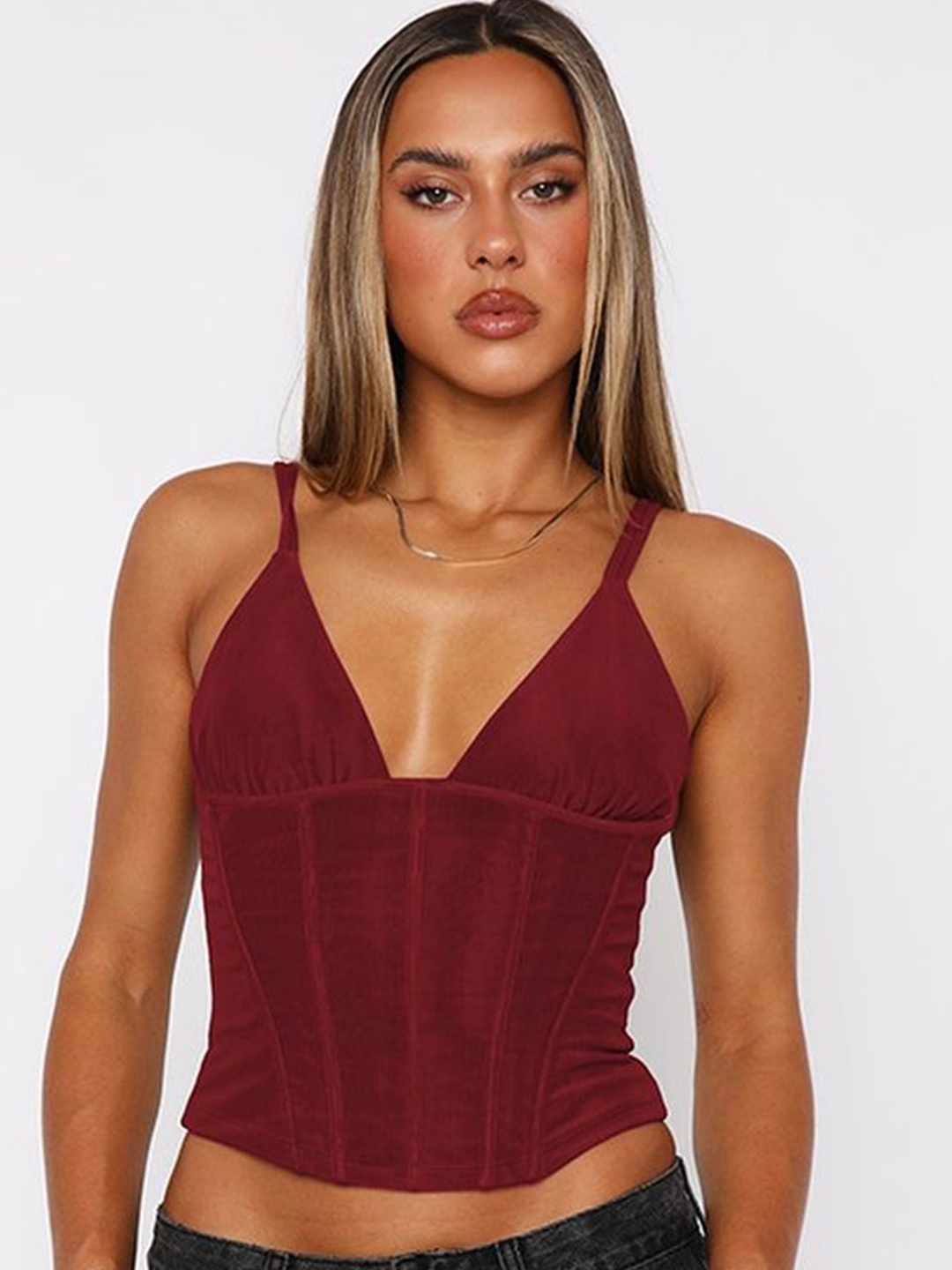 

LULU & SKY Crop Top, Maroon