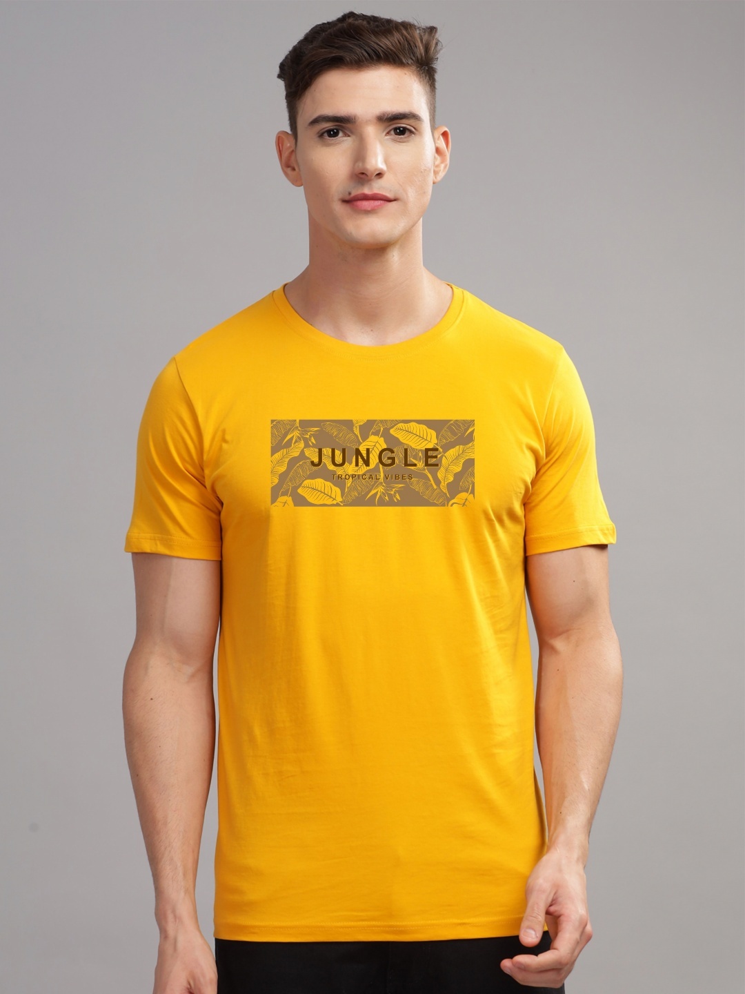 

ADRO Men Printed T-shirt, Mustard