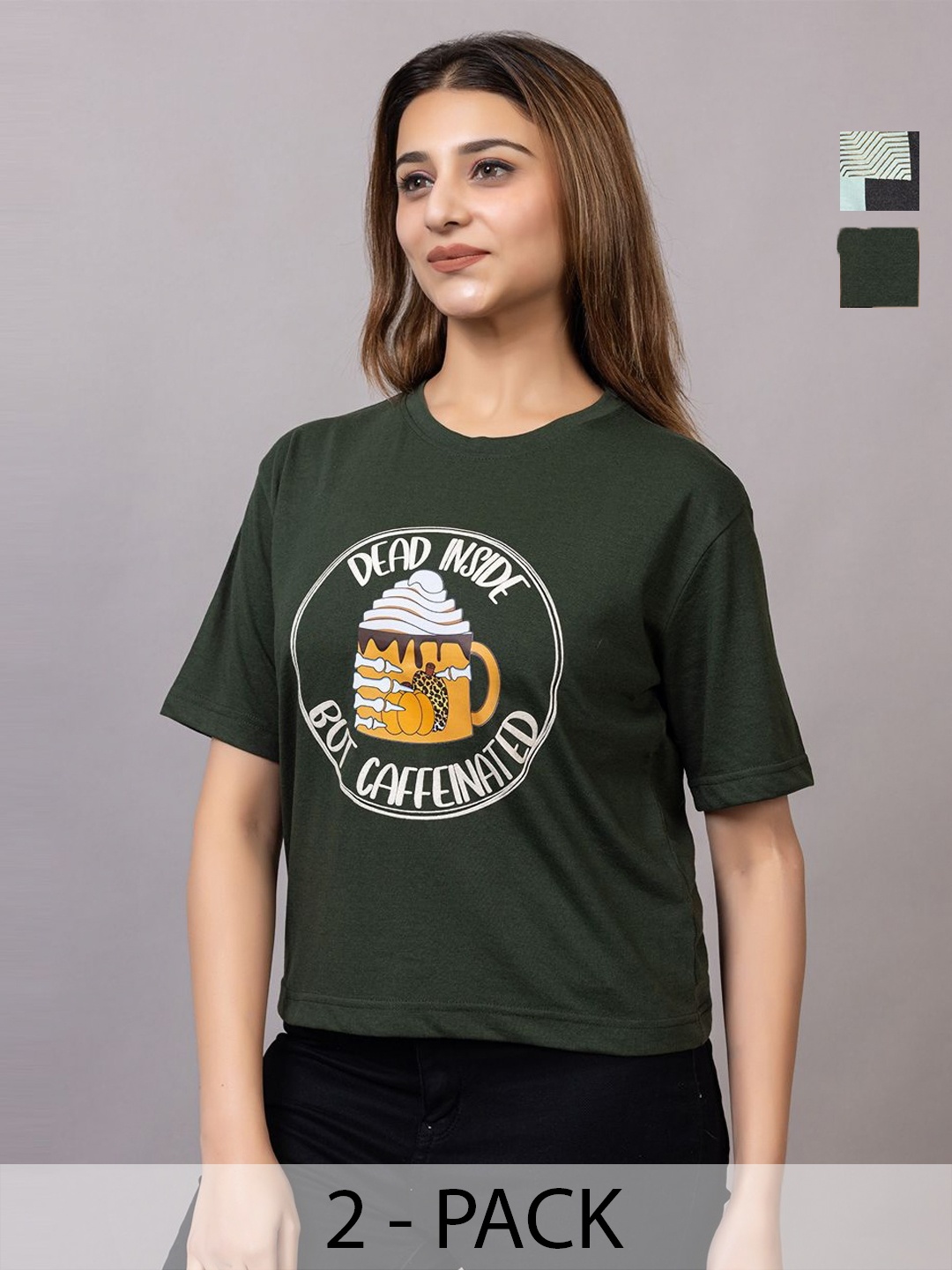 

PROBASIC Women 2 Printed Pockets Slim Fit T-shirt, Multi