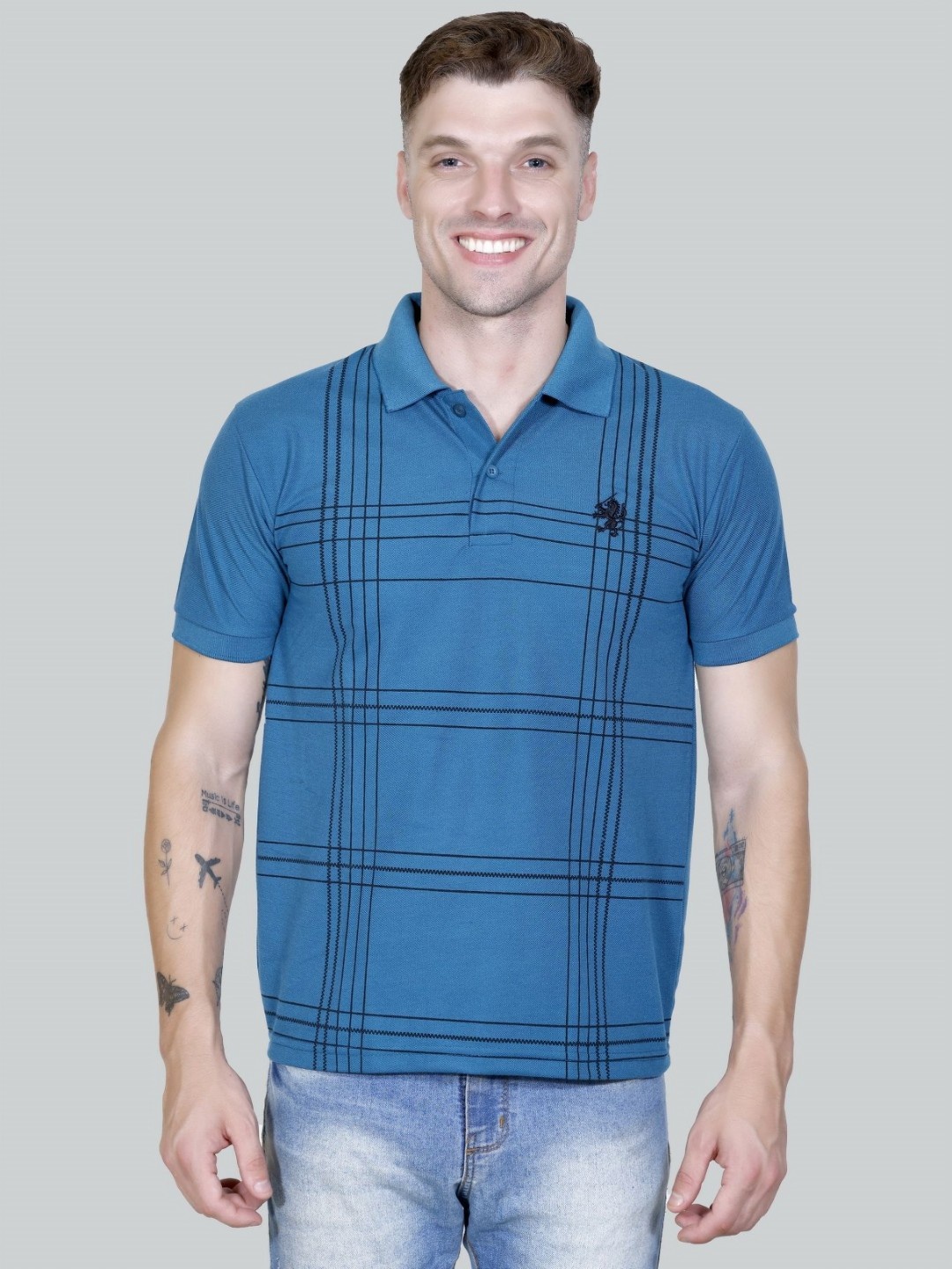 

Yoorix Men Polo Collar T-shirt, Blue